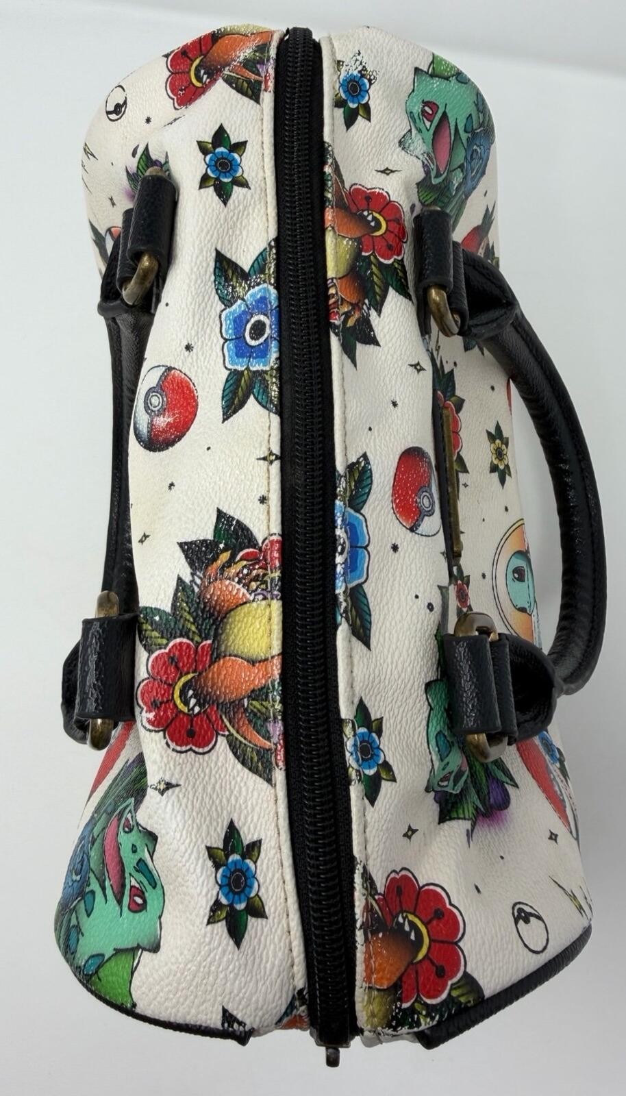 Loungefly Pokemon Tattoo Satchel Barrel Bag Purse Starters Heart Logo htf