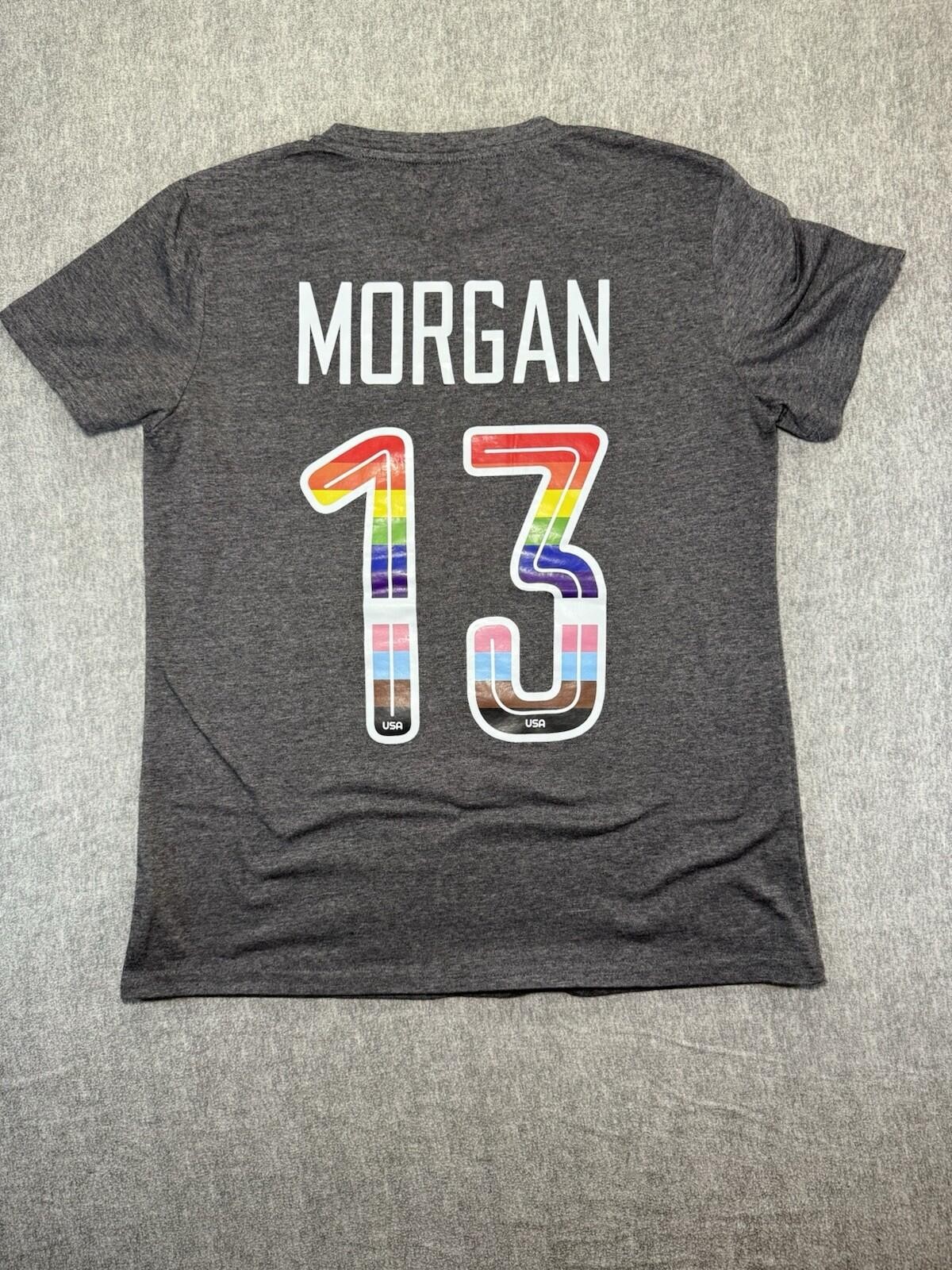 Chicano Women’s T-Shirt (Alex Morgan #13)-Medium/Grey+multicolor/Soccer