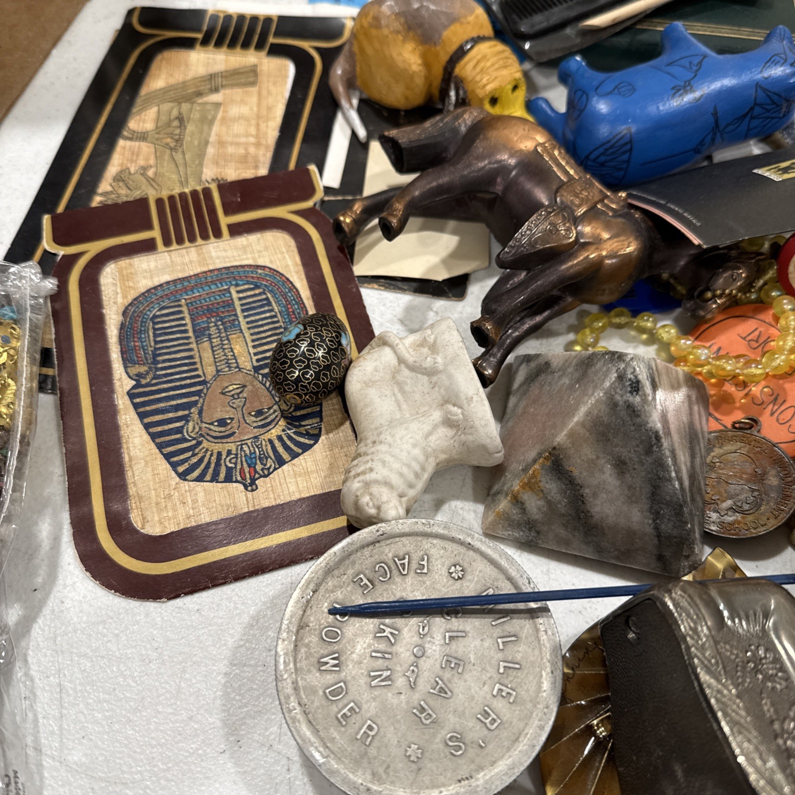 Huge Junk Drawer Lot Assorted Vtg Items Wood Metal Ephemera Figures Bottles MORE