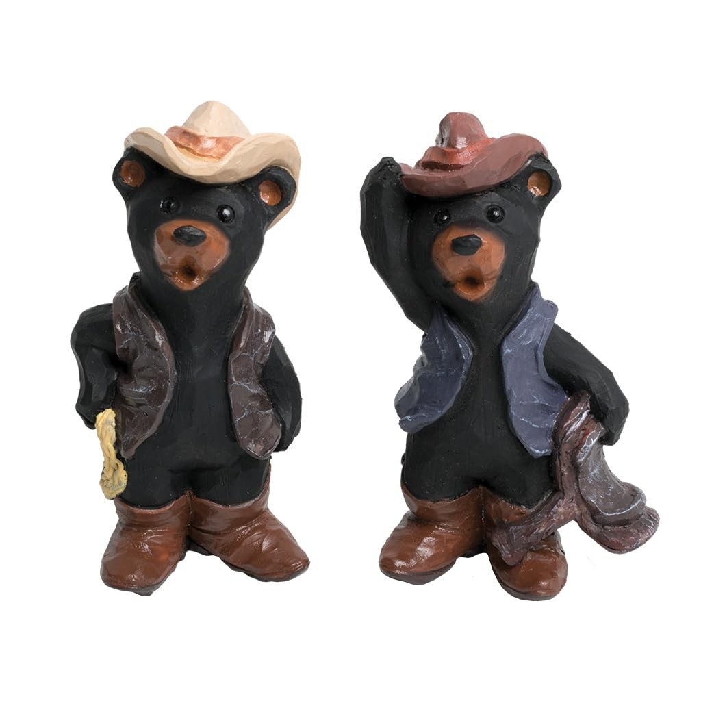 Lipco Cowboy Bear Figure, Set of 2, 4.4-Inch, Polyresin