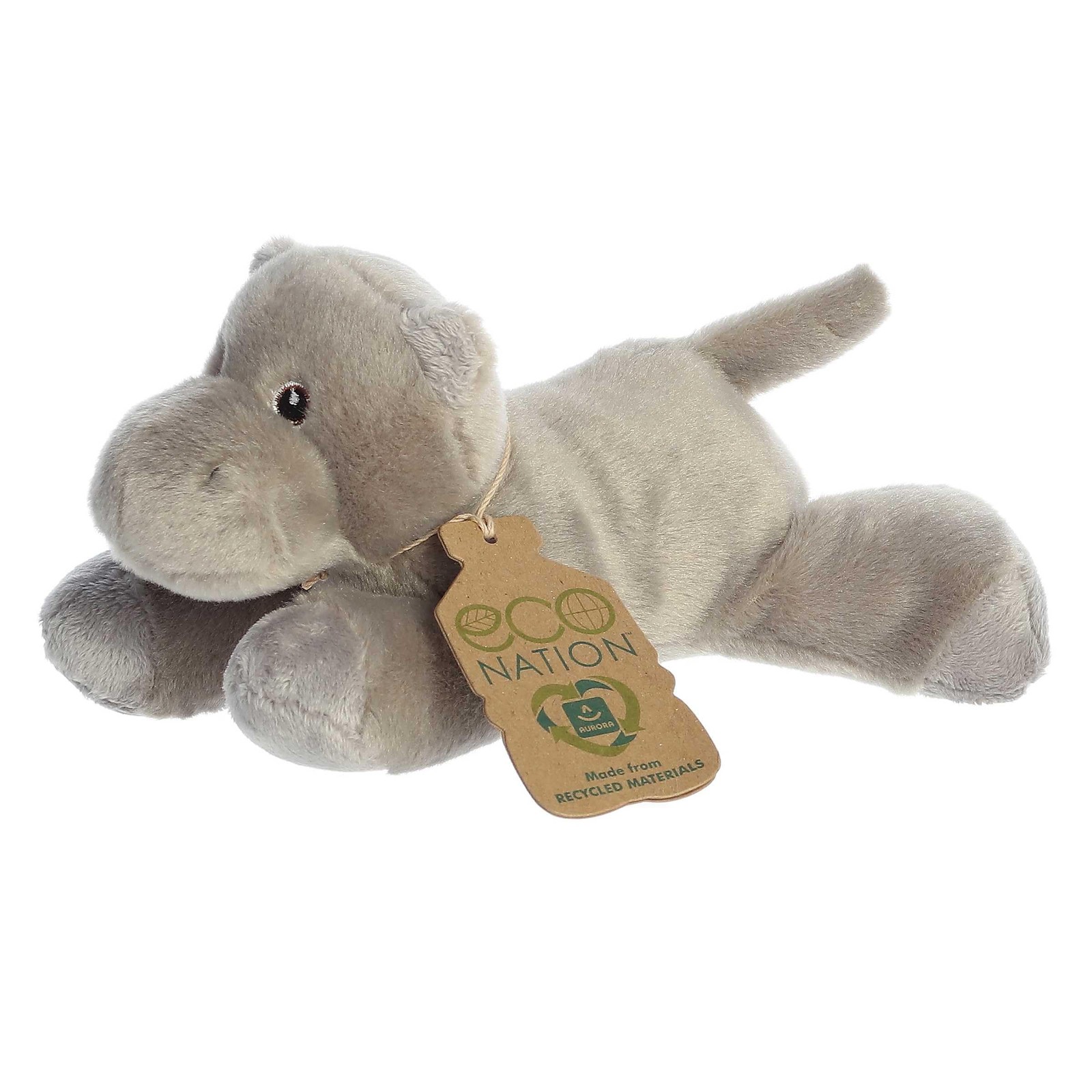 Aurora Eco-Friendly Eco Nation Eco Softies Hippo Stuffed Animal – Grey 8 Inches
