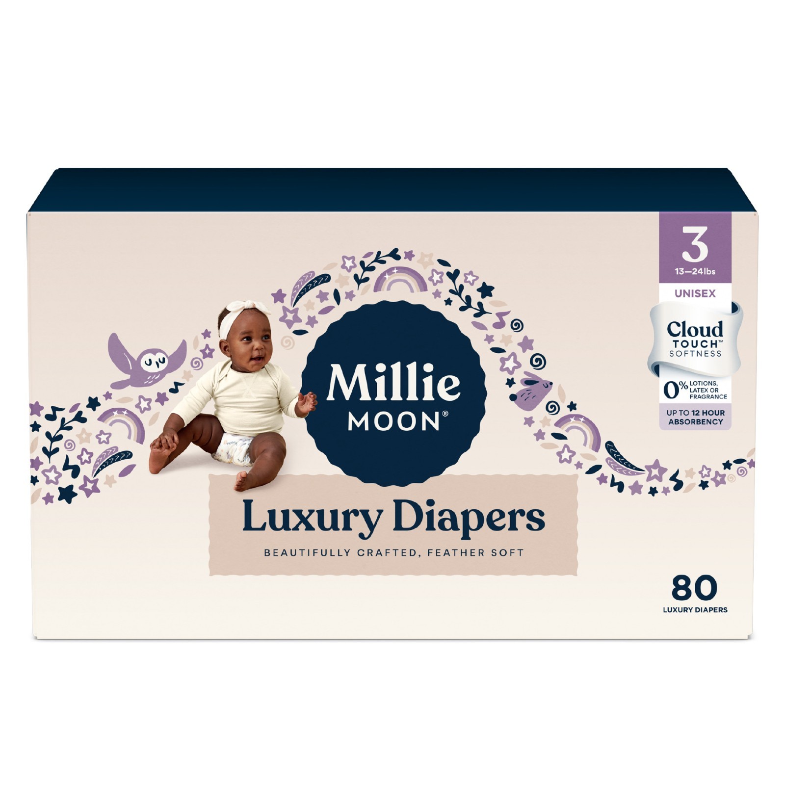 Millie Moon Premium Baby Diapers Size 3, 160 Count Free Shipping
