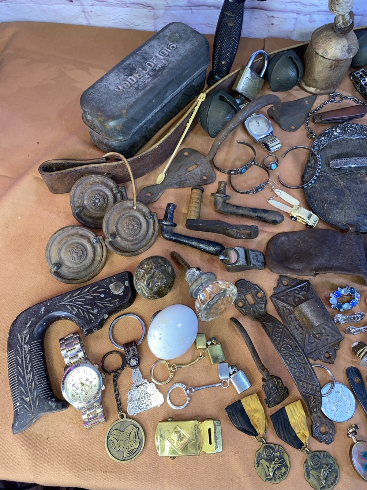 Vintage Junk Drawer Lot 1800’s 1900’s Sterling Silver WW1 Victorian