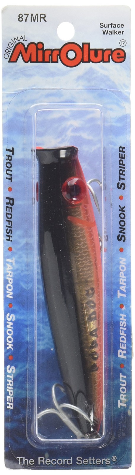 MirrOLure 87MR 808 Popa Dog Surface Black Bk Org Silver 4 25in 3 4oz Mirrolure