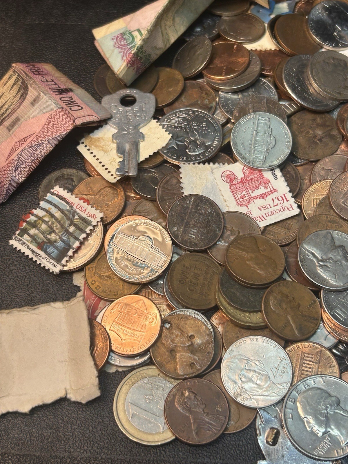 Tin Bank Full Of Coins, Sterling, Stamps, Collectibles Mercury Dimes, Indian 1C