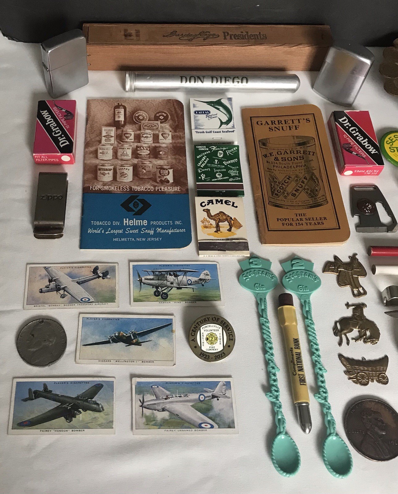 VTG Junk Drawer Estate Lot ~ Military/Avon/Knives/Scout/Seagrams/Zippo/Cigar 55+
