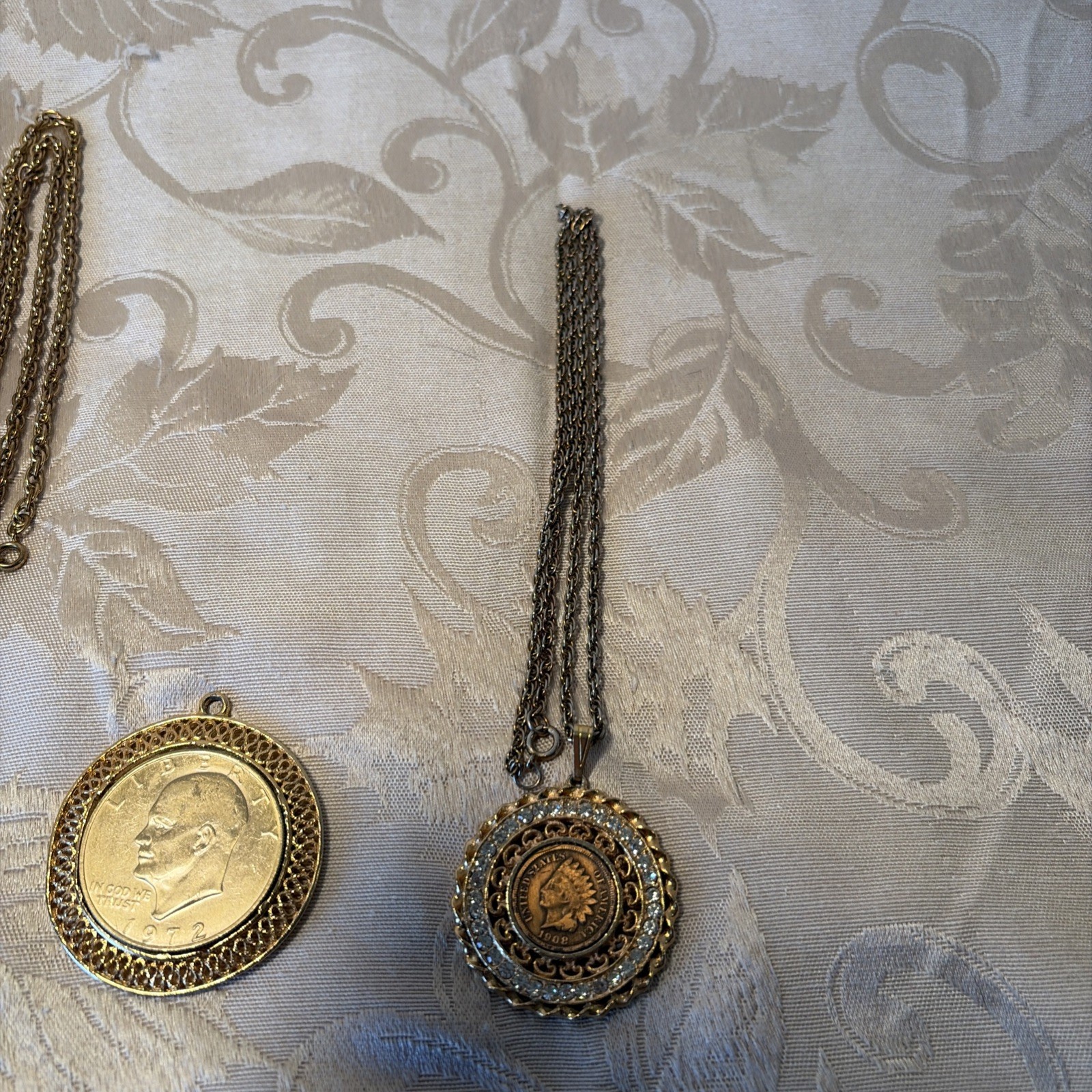 Vintage Coin Necklace Lot Men’s Jewelry Kennedy, Eisenhower Indian Head Coins 3