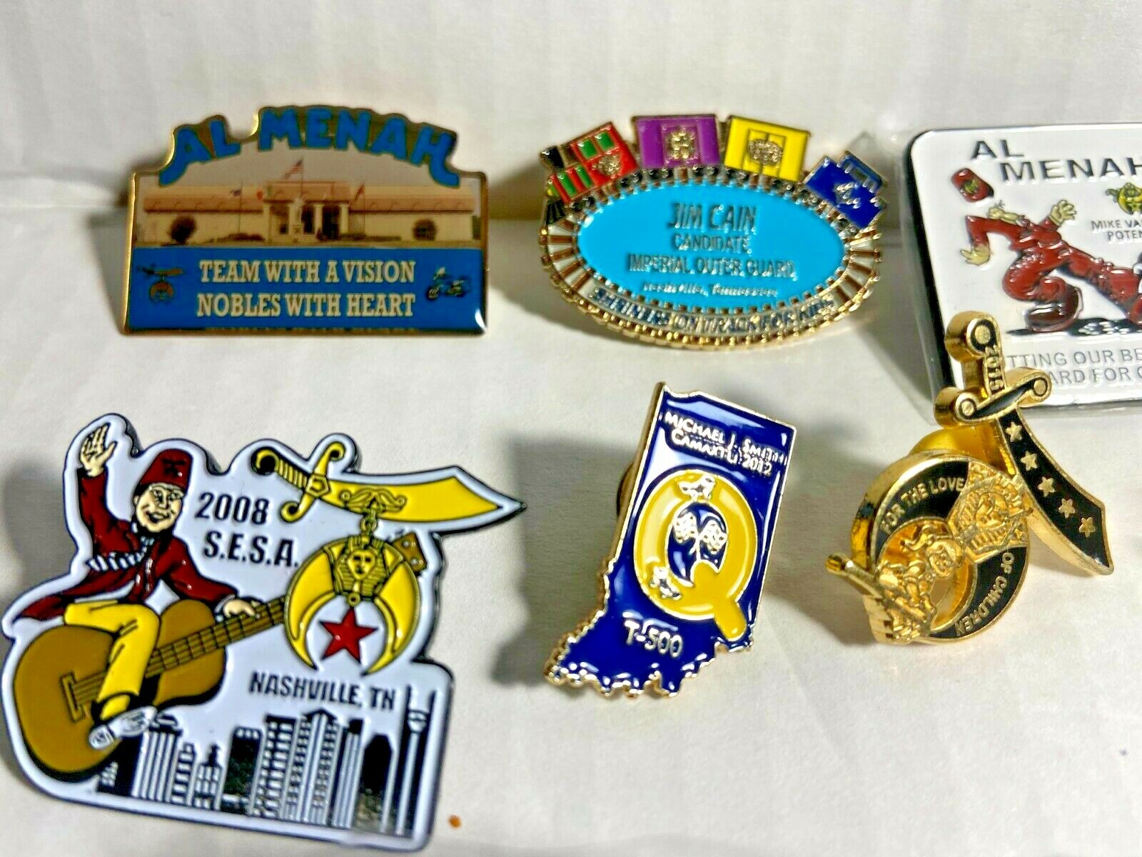 JUNK DRAWER Lot of Shriners Pins, money clip, Lapel & hat Pins-13 pieces- LILA