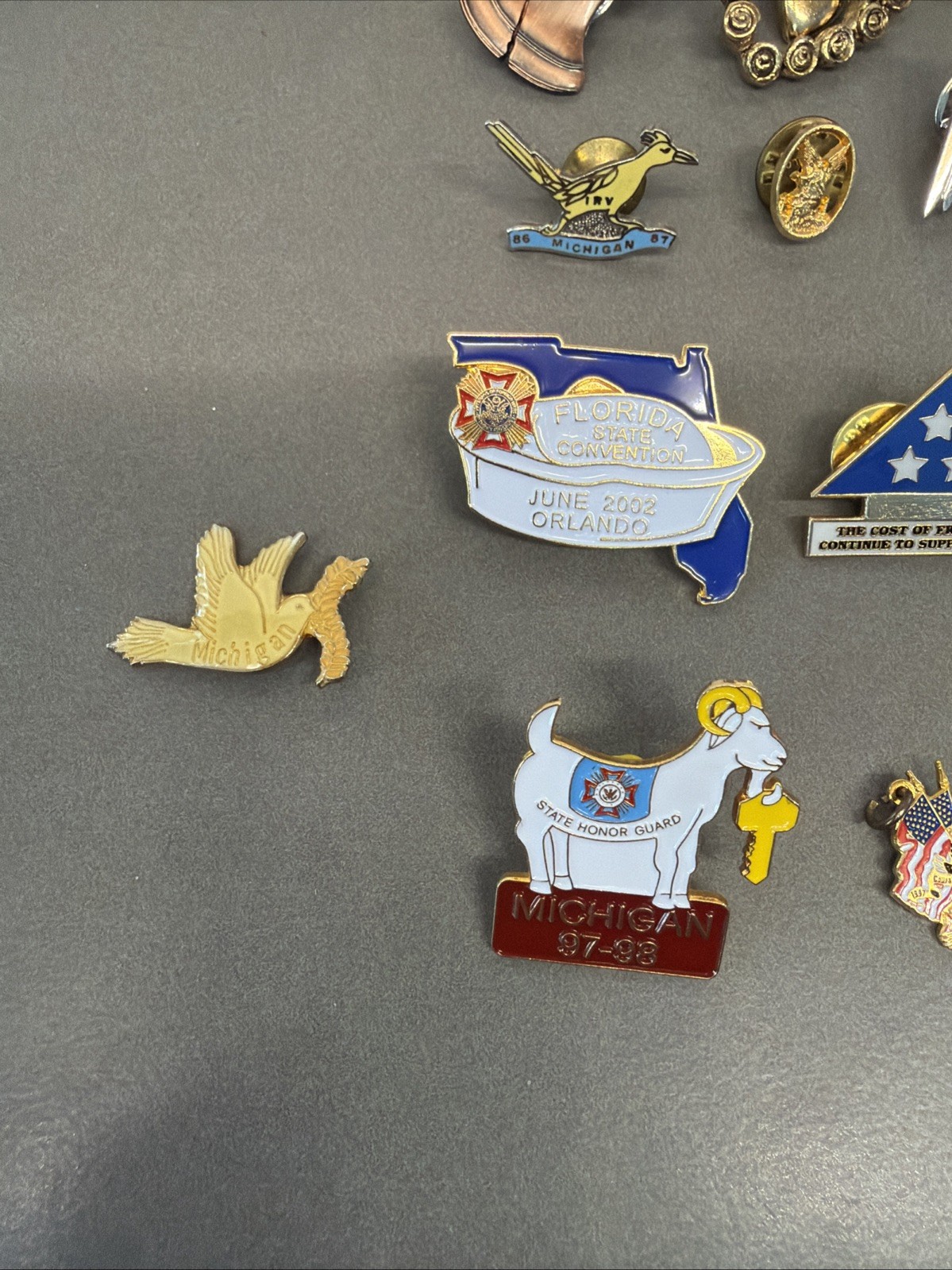 Lapel Pins Lot – Vfw, Michigan, Wwii, Helicopte, Goldie, Eagle #4 MS1