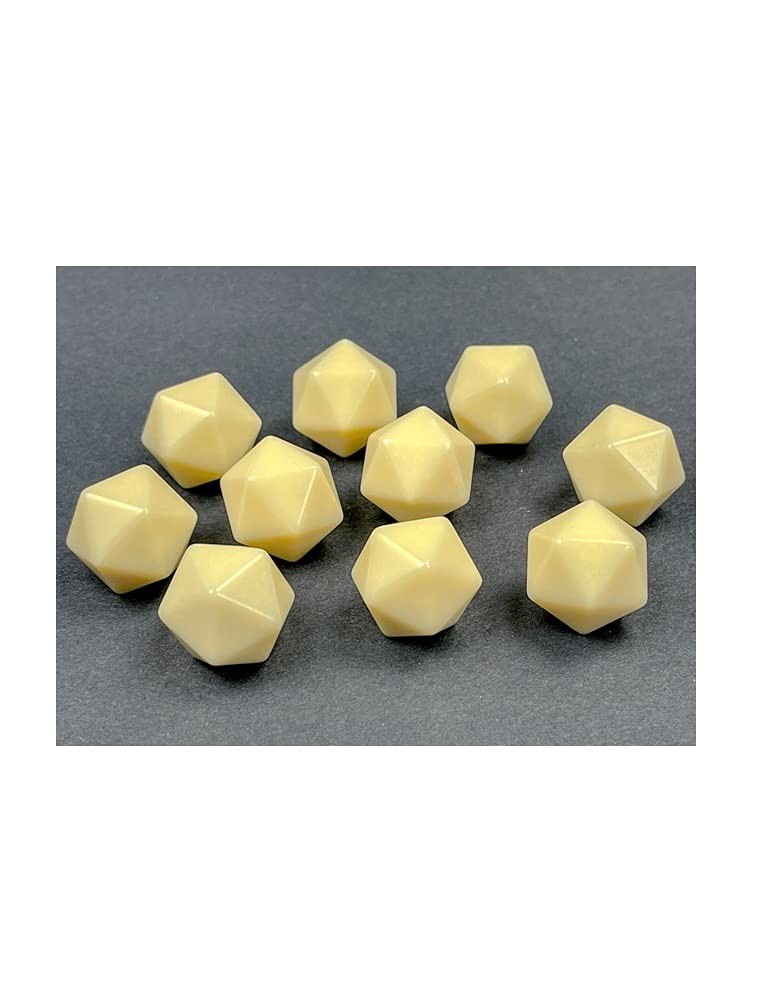 Chessex Customizable Ivory Polyhedral D20 Dice, 16mm, Pack of 10