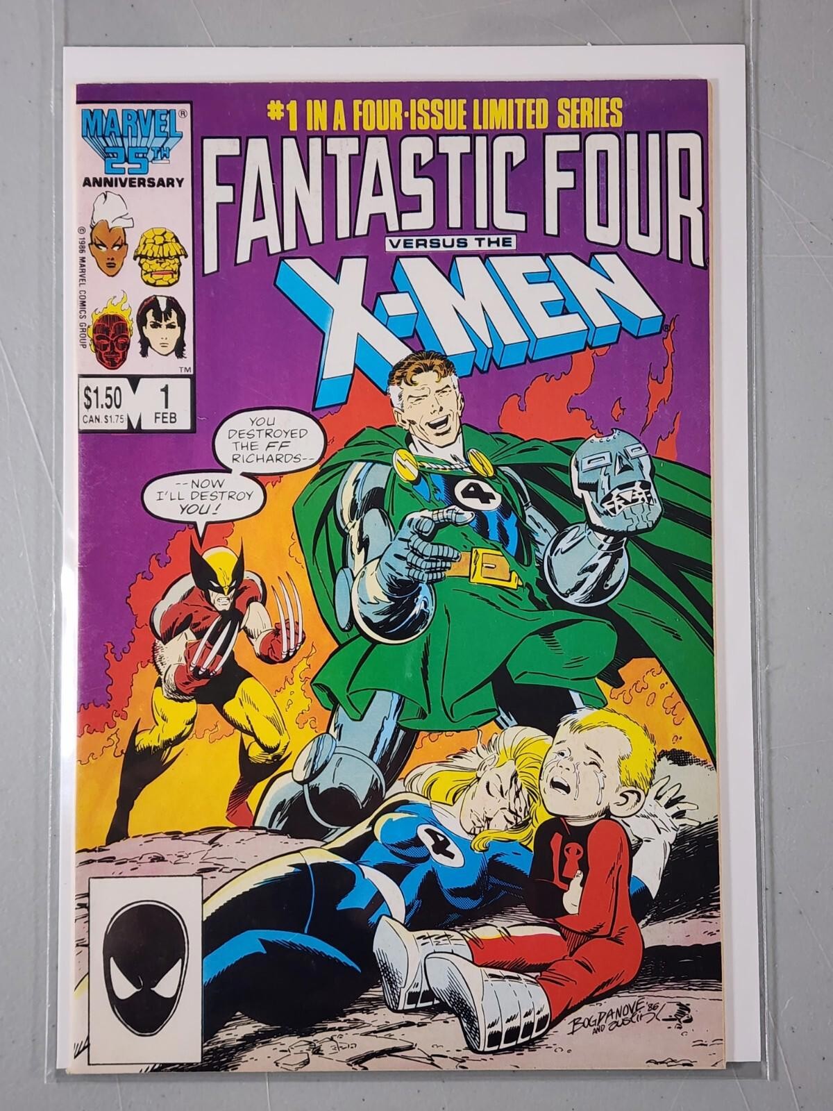 Fantastic Four vs X-Men #1 2 3 Direct VF to NM 1987 Marvel