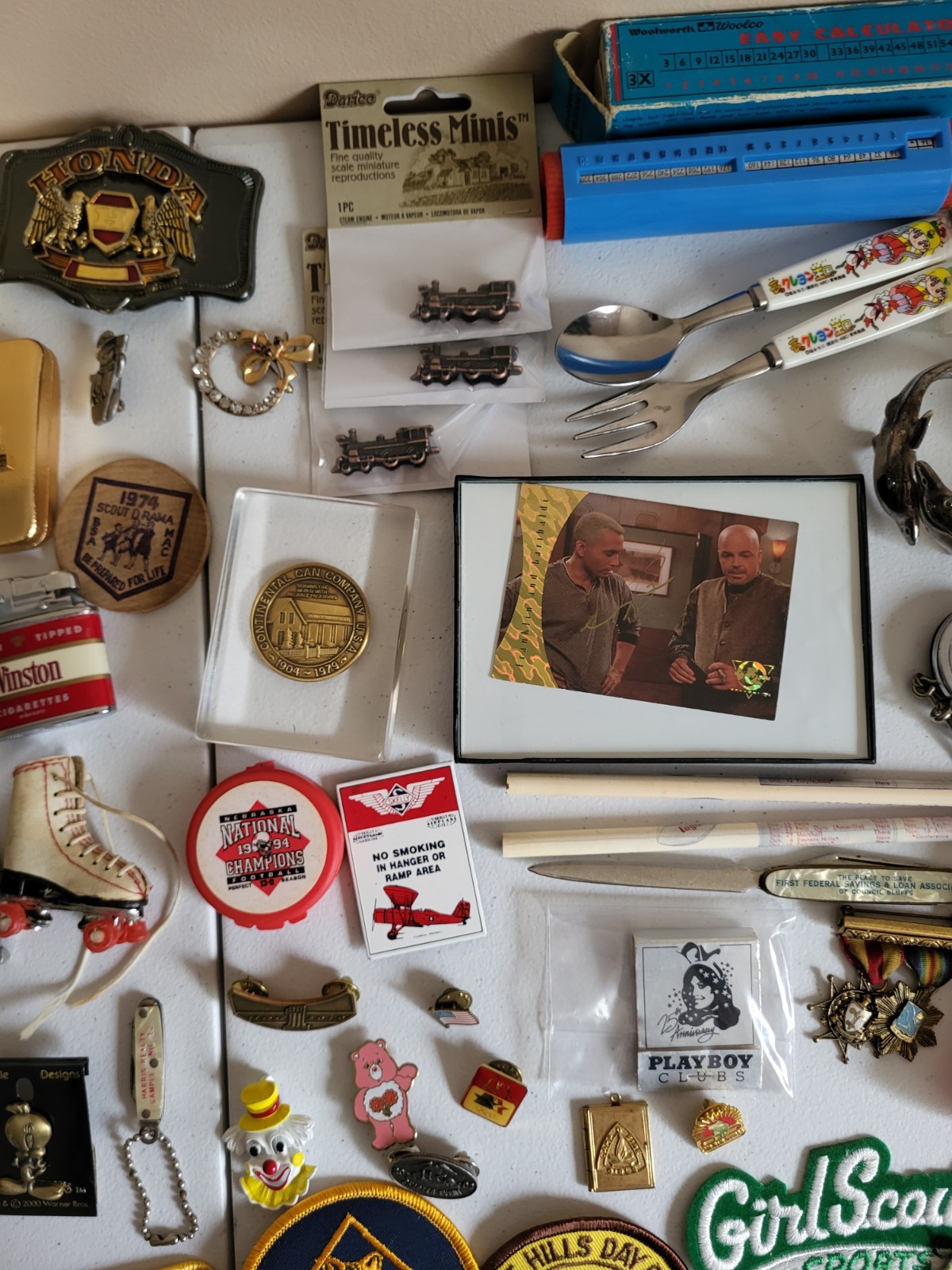 Vintage Mixed Junk Drawer Lot Estate Sale Find Pins Patches Jewelry Disney