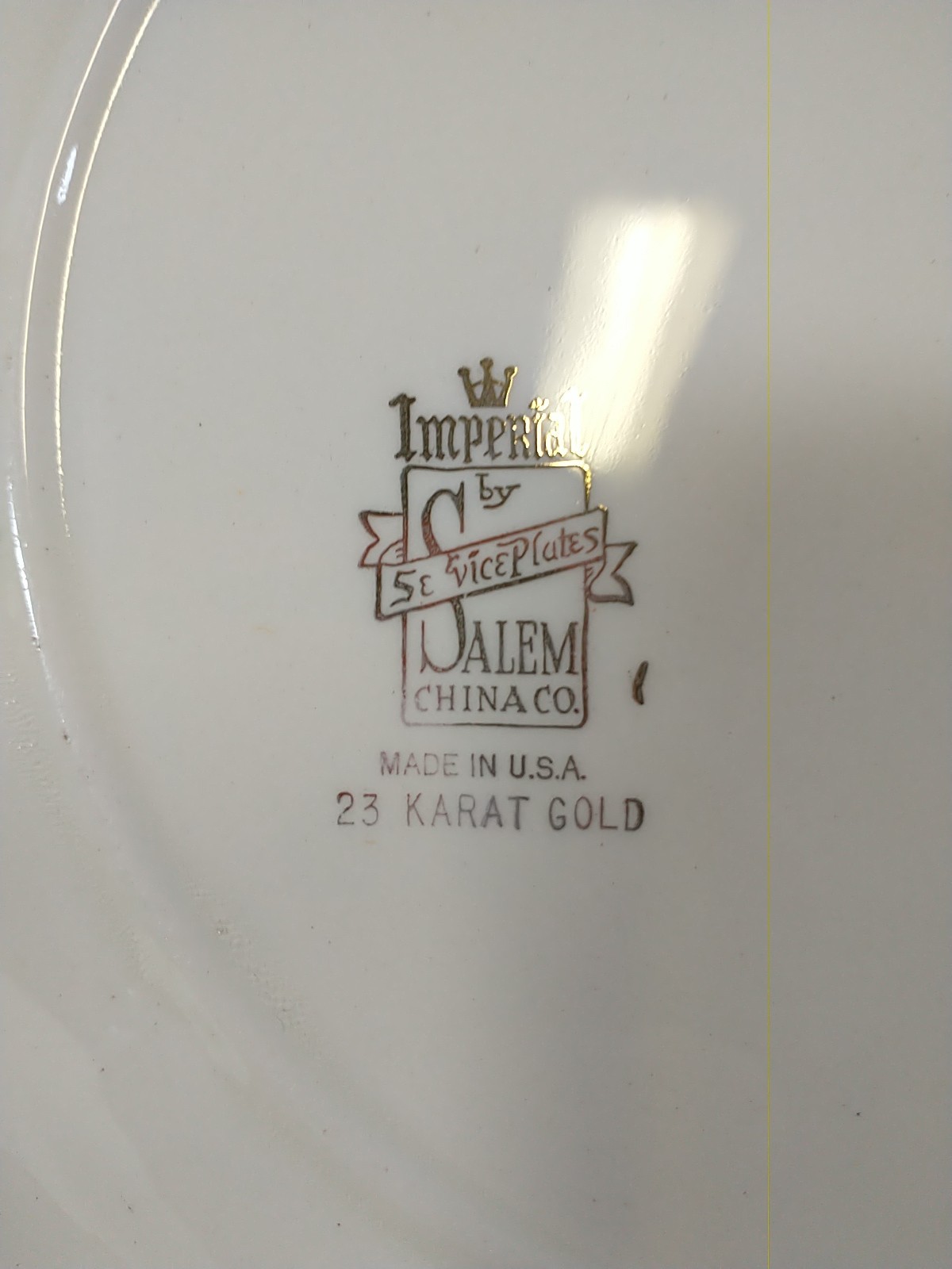 Imperial Salem China Stagecoach Plate 23K Gold Trim Vintage USA