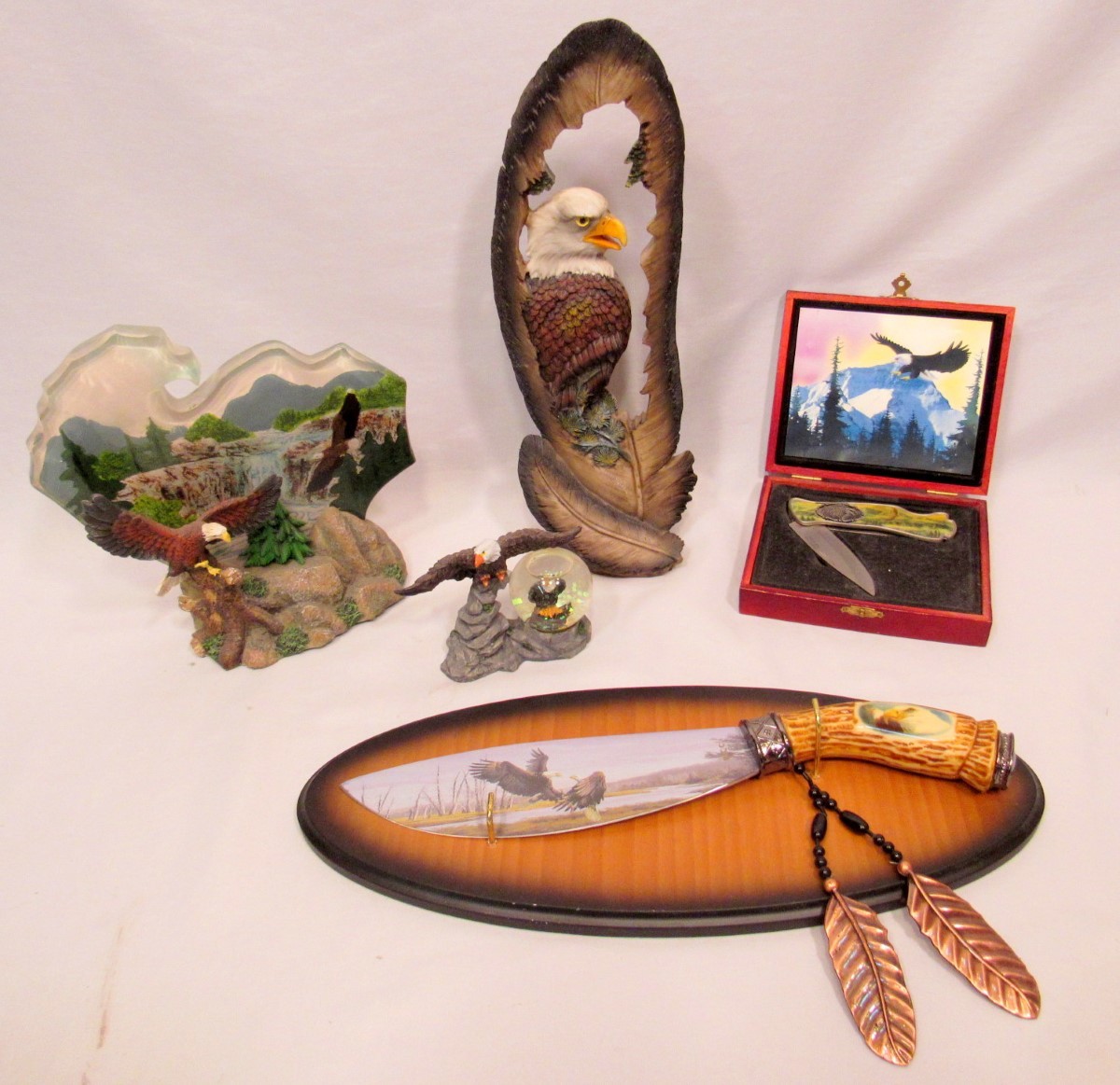 UNIQUE VINTAGE LOT OF 5 COLLECTABLE AMERICAN EAGLE THEMED PIECES VG (EZS002326)
