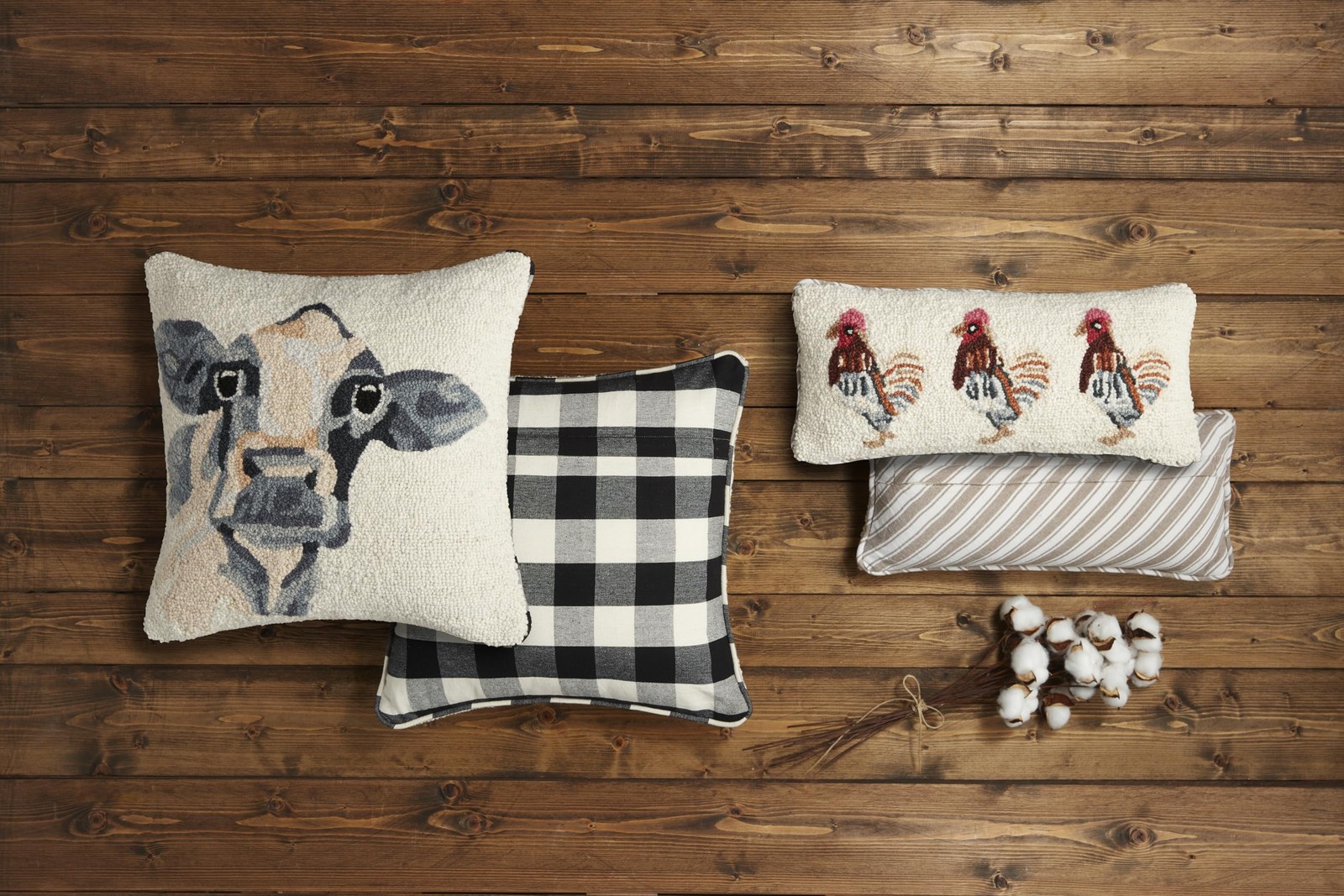 Mud Pie Farm Cow Hook Wool Pillow; 18″ X 18″