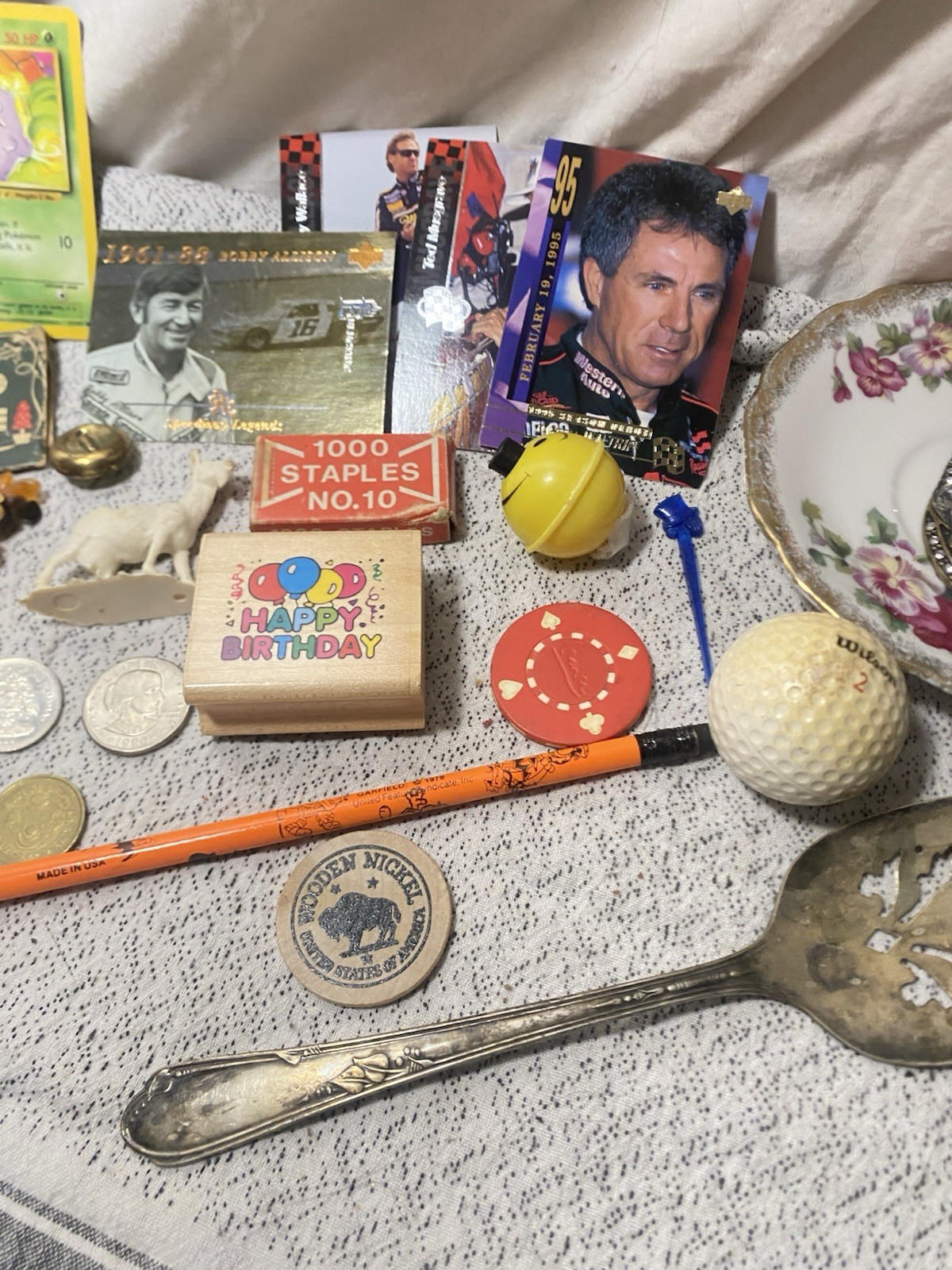 Junk Drawer Jewelry Coins Spoons 90s Pokémon Cards Poker Chips Matches