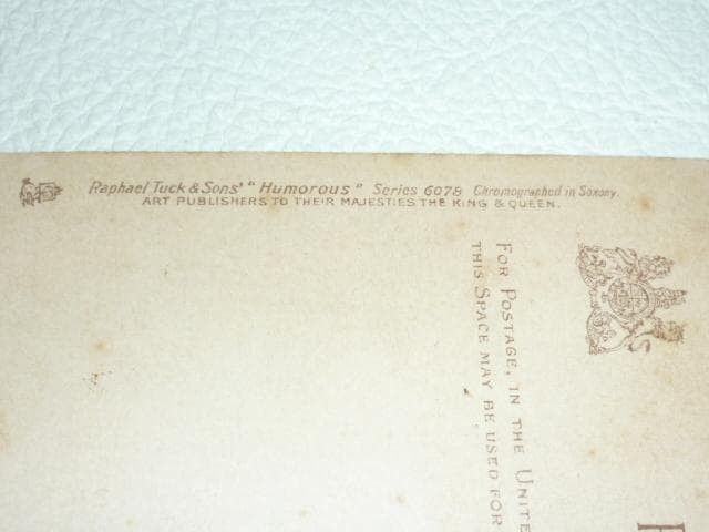 ◆Early Taisho, Made in England ◆Rapheal Tuck & Sons “Lady and Bellboy”