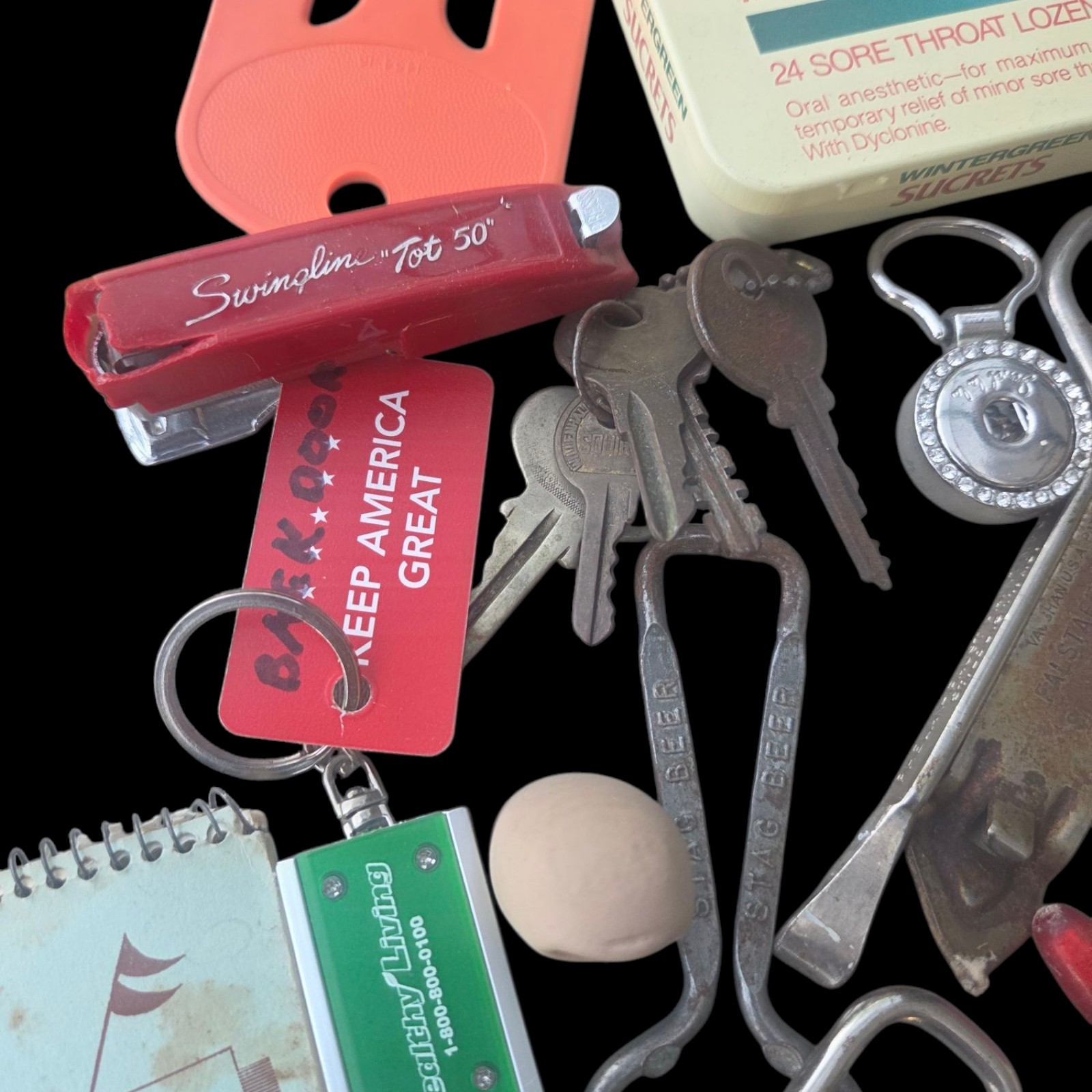 Vtg Junk Drawer Grandpas Desk Lot of Advertising Rulers Bottle Openers Keychains
