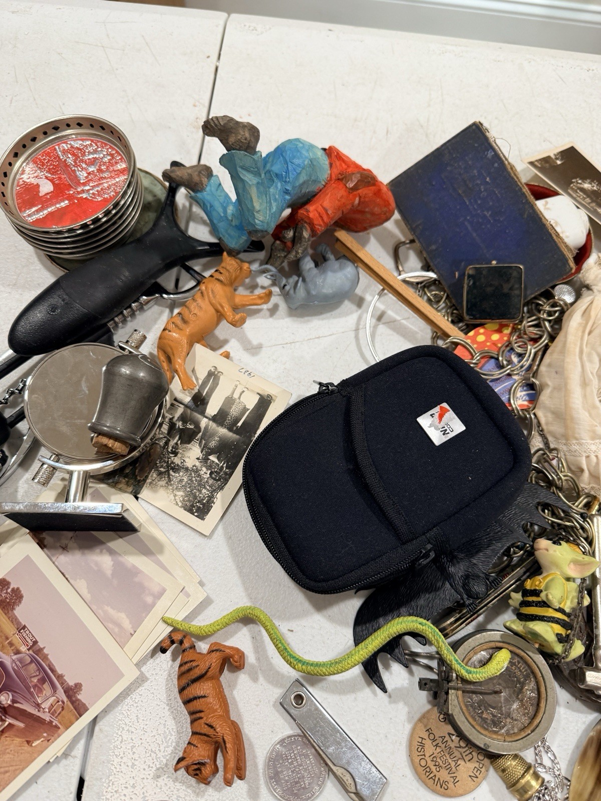 Huge Junk Drawer Lot Assorted Vtg Items Wood Metal Ephemera Figures MUCH MORE