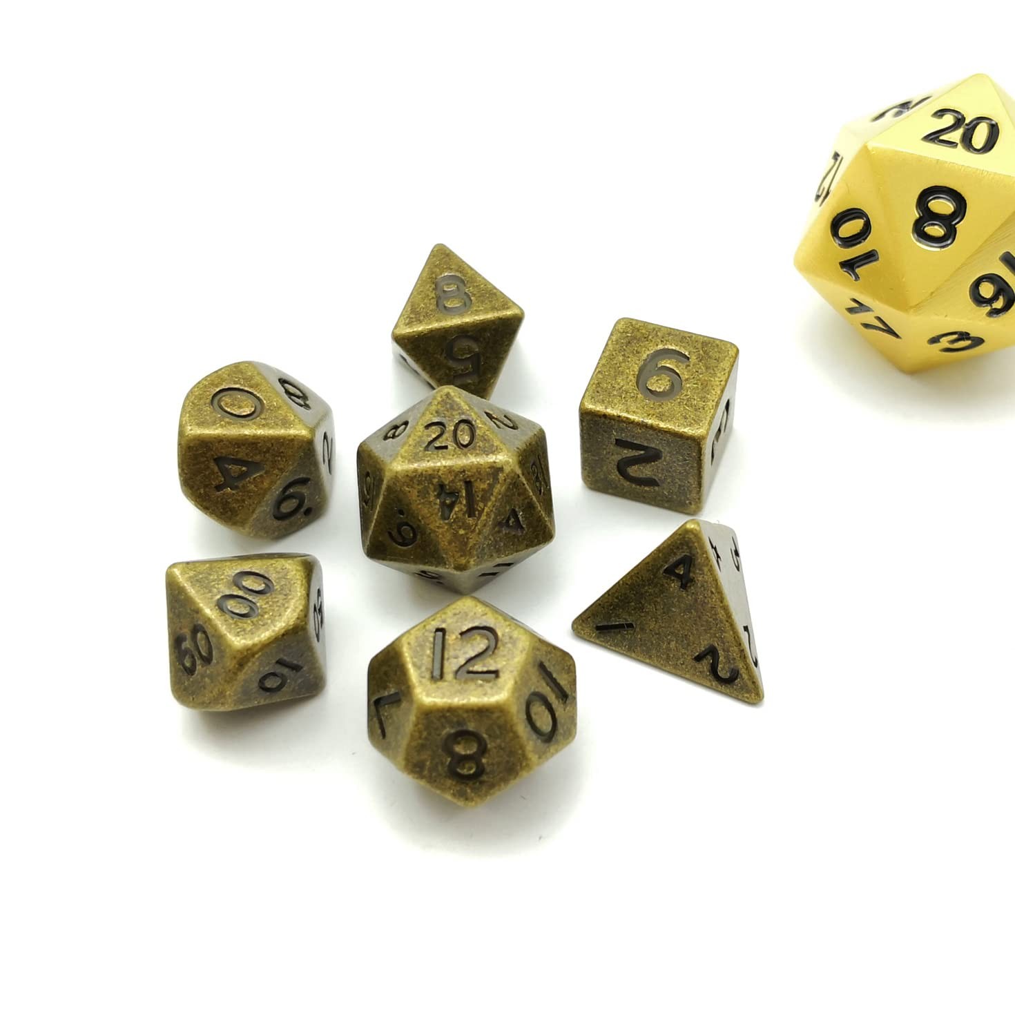 Bescon 10mm Mini Metal Dice Set, Ancient Brass, 7 Sets