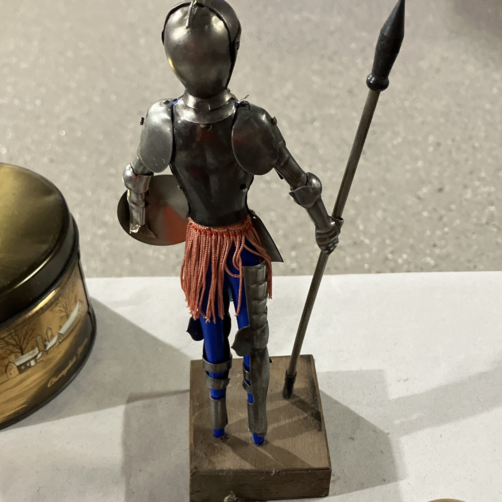 Vintage Collectibles Lot Tin, Knight Figure, Wood Smoker, Toy Truck/Car, Pins