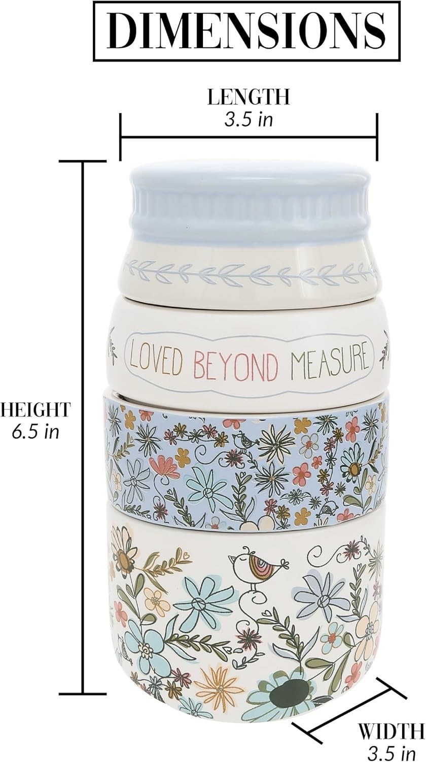 – Measure – 6.75″ X 3.5″ Ceramic Stacked Measuring Cups Love Appreciation Baking