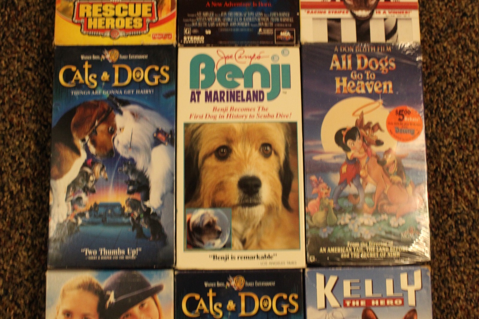 Lot of 9 CHILDREN + FAMILY VHS – RACING STRIPES, LAND BEFORE TIME, CATS & DOGS