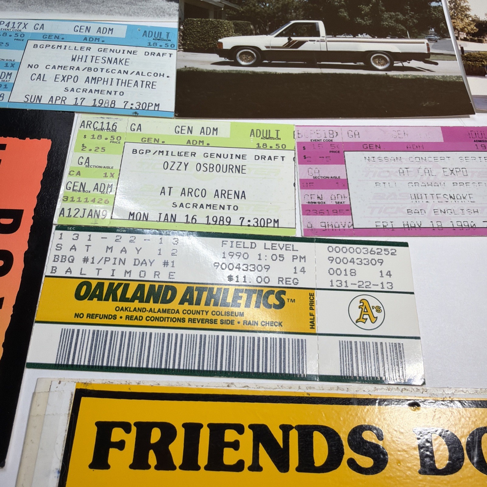 1980s & 90’s Nostalgia Lot Bugle Boy, Car Photos, Concert Ticket Stubs & More