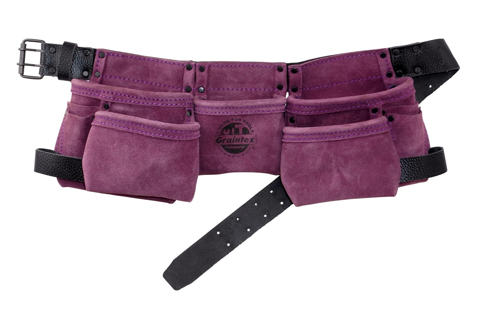Graintex DS2213 Kids Work Apron, Purple Suede Leather, 9 Pocket with Hammer Loop