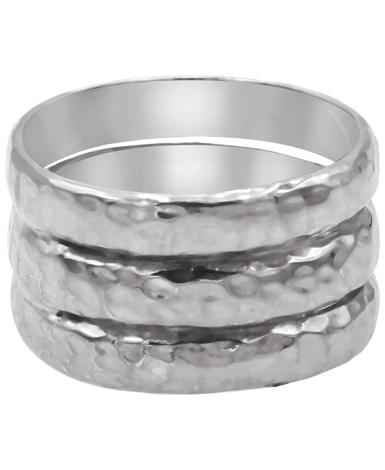 Sterling Silver 925 DEVATA Bali Hammered Triple 0.4″ Band Ring DCM2411SS (9)
