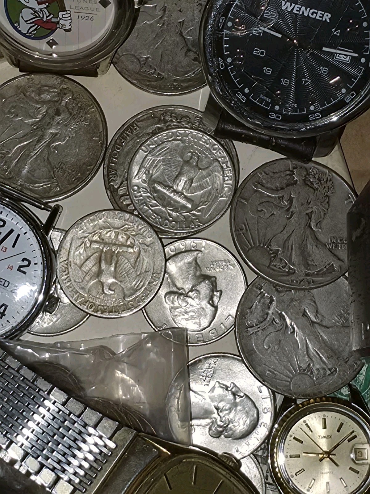 Estate Sale Junk Silver Junk Drawer ~ Coins, Vintage Watches, Jewlery, Wheaties