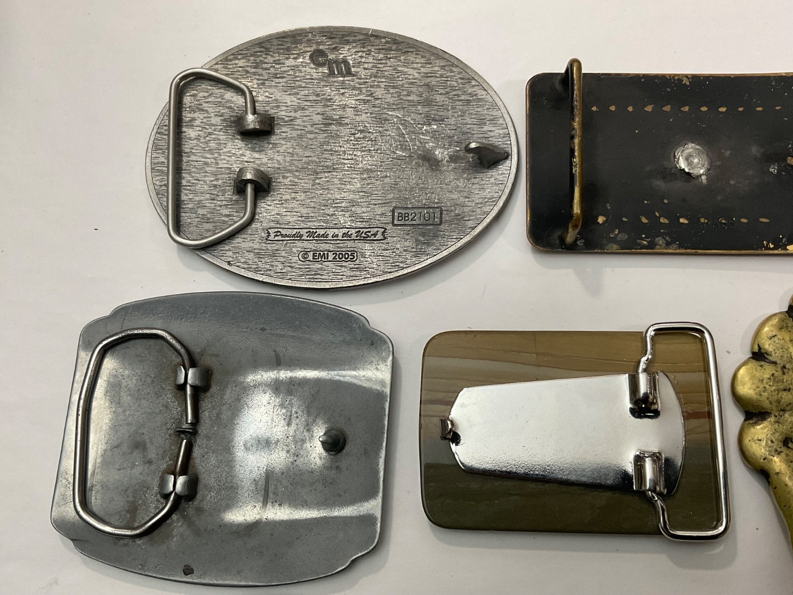 Junk Drawer Lot 10 Belt Buckles Solid Brass Jim Beam Vintage Mixed Lot Retro