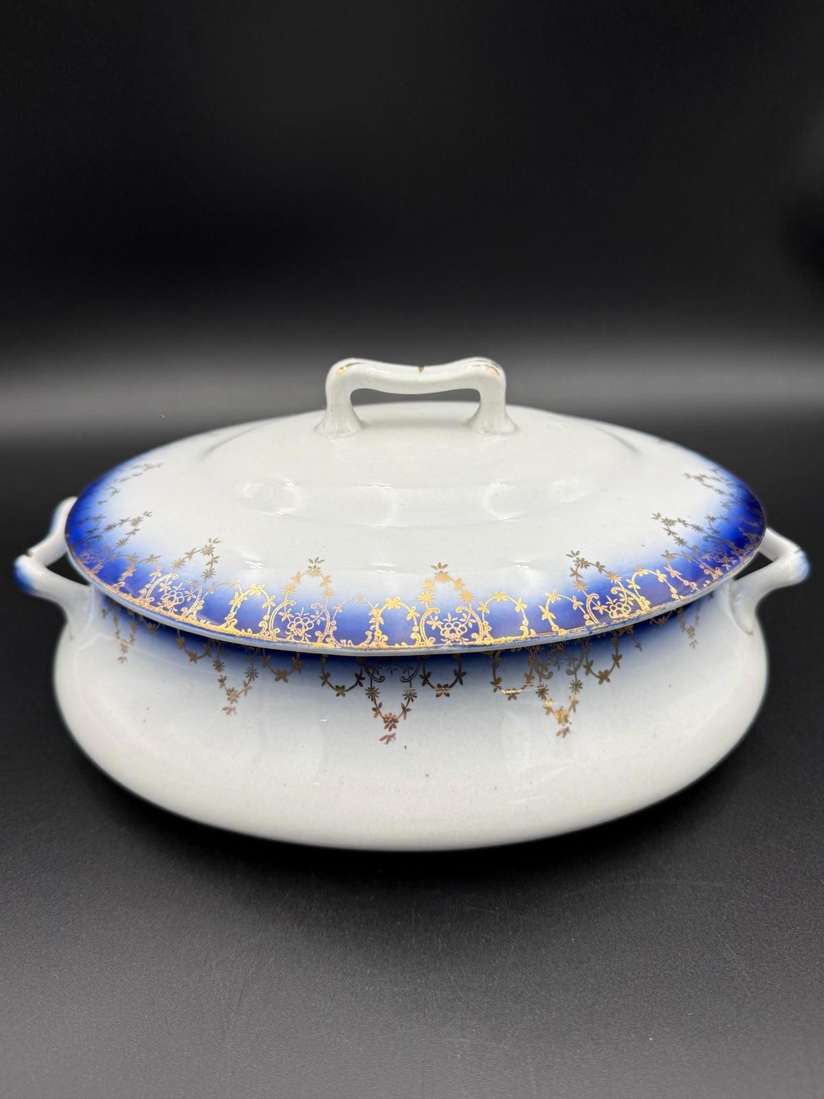 Antique Flow Blue Covered Dish No. 6 – Imperial China