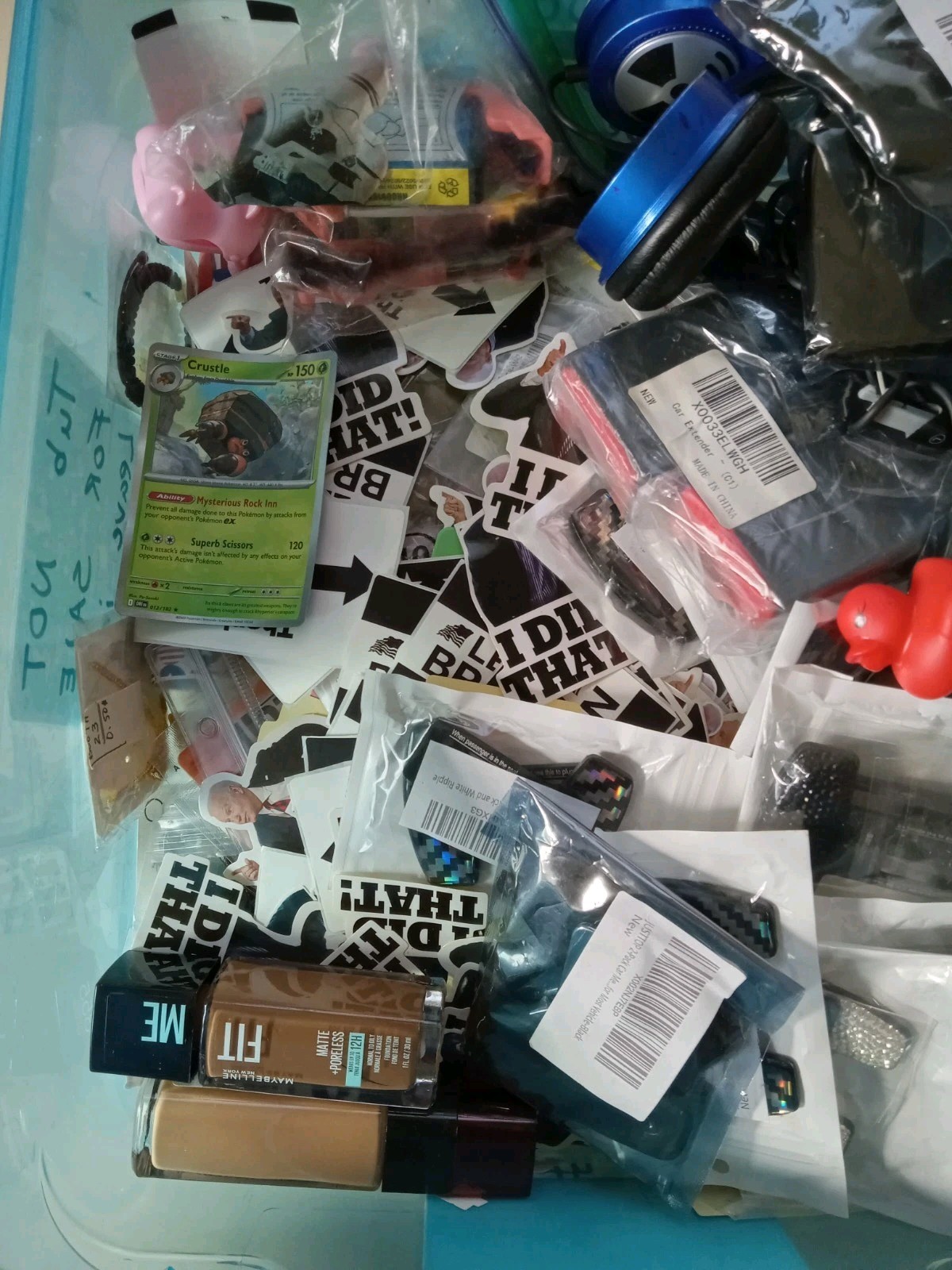 Lot Of Various Small Misc. Junk Drawer Items Box-6in X 6in X 6in SEE DESCRIPTION