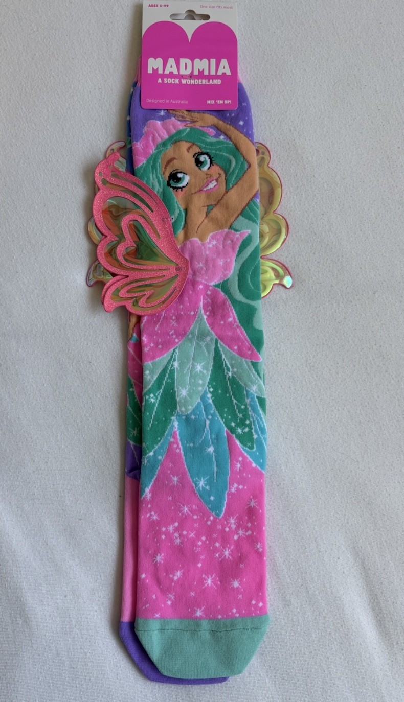 NWT MADMIA Knee High Fairy Socks Translucent Wings Colorful One Size