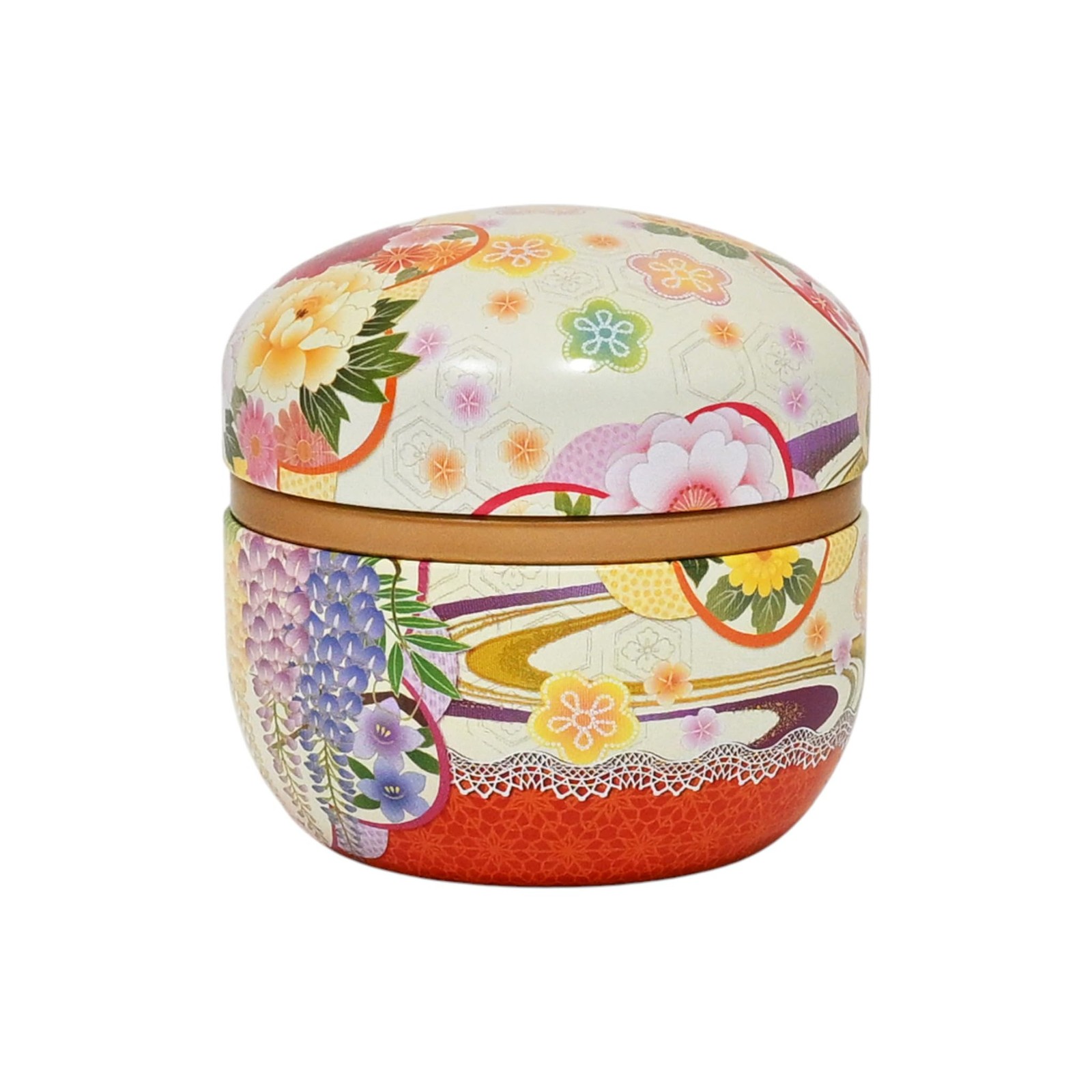 Urban Tokyo Japanese Aluminum Tea Canister with Floral Kimono Pattern, 3.5 fl oz