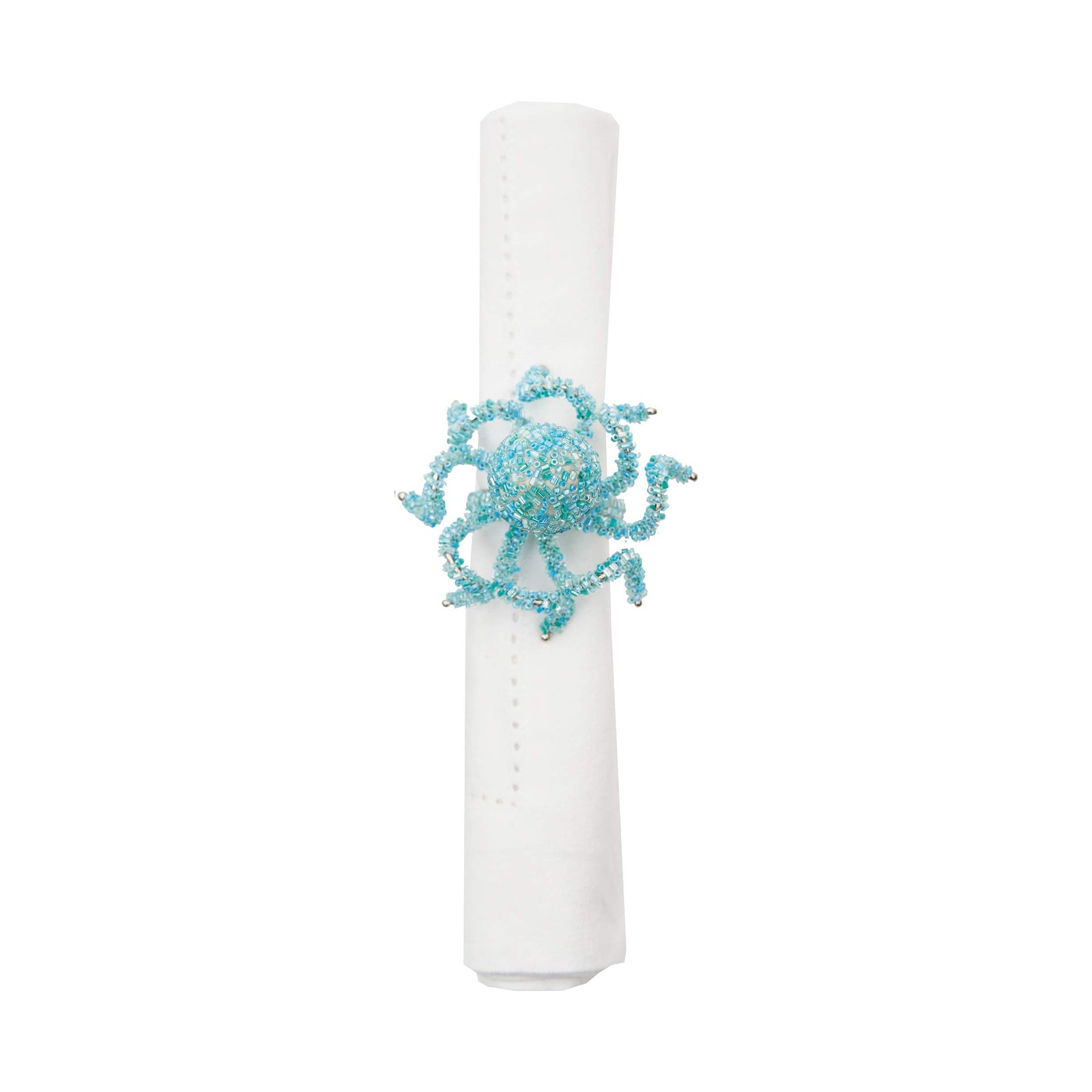 C&F Home Beaded Aqua Octopus Napkin Ring 3.5″ x 3.5″ x 1.5″ Aqua
