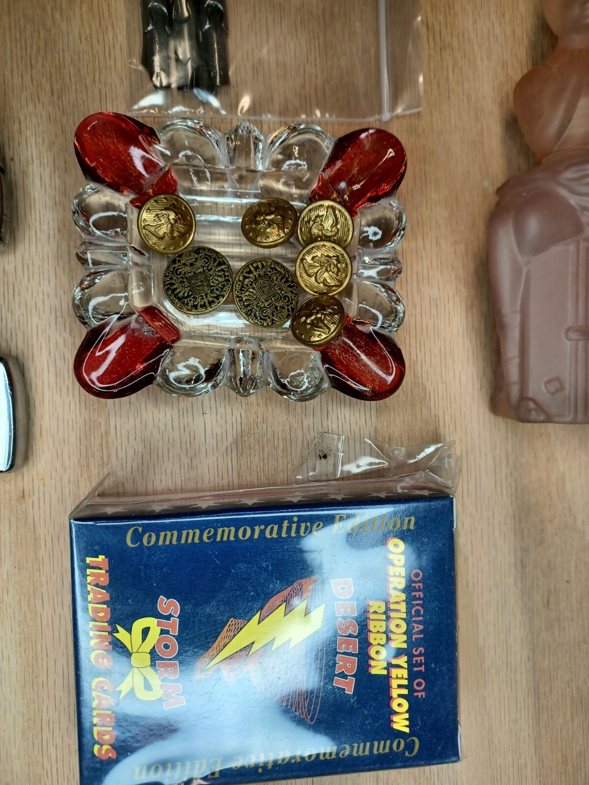 Vintage Junk Drawer Lot Military Buttons Zippo Space Shuttle Cup Lot
