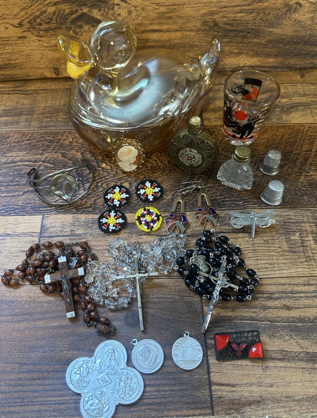 GRANDMA’S JUNK DRAWER ALPACA-12KGF CAMEO-ROSARIES-PERFUME BOTTLES