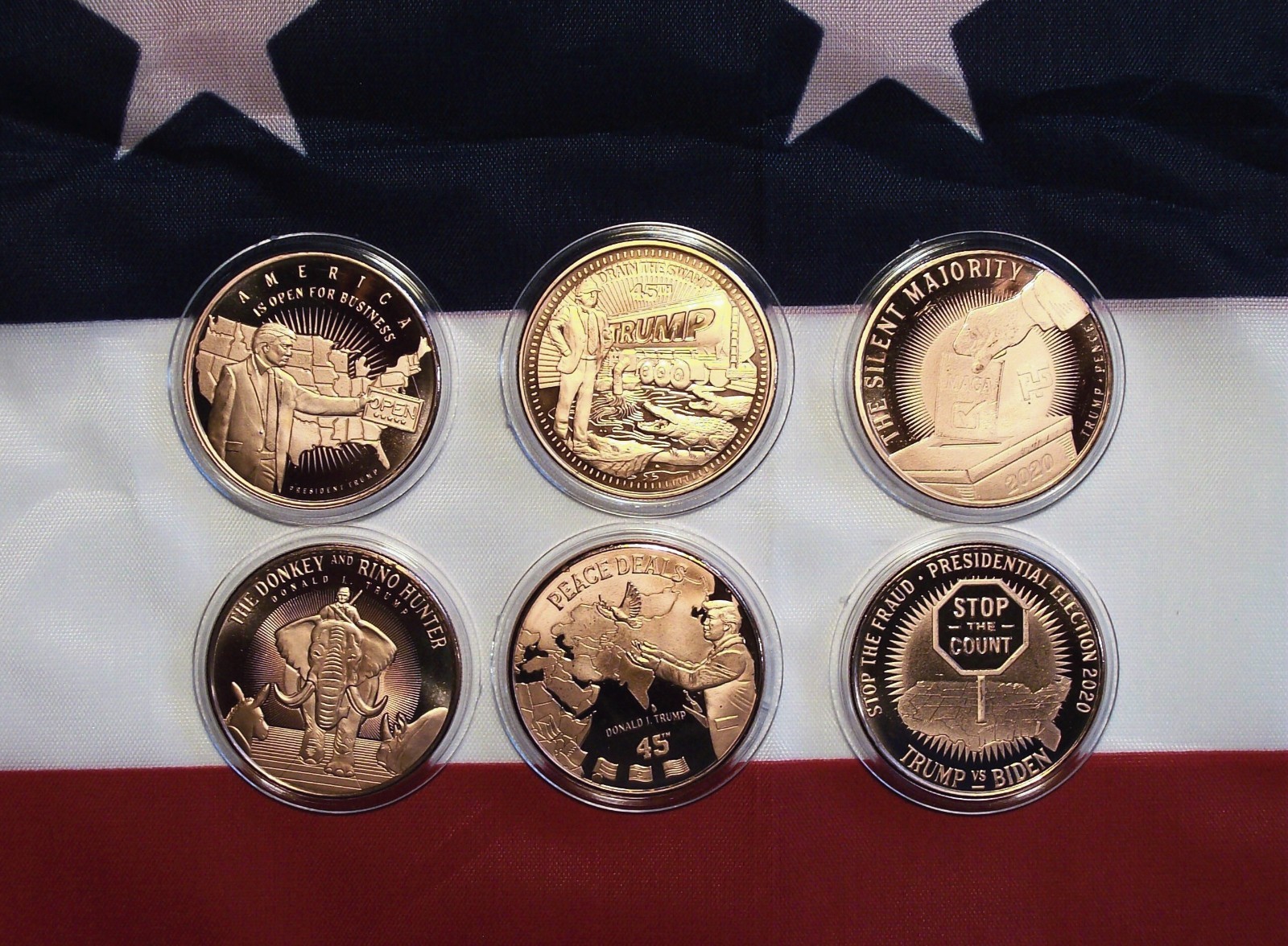 Set of Six – 2020 Donald J. Trump 45th President of the USA – Copper Rounds
