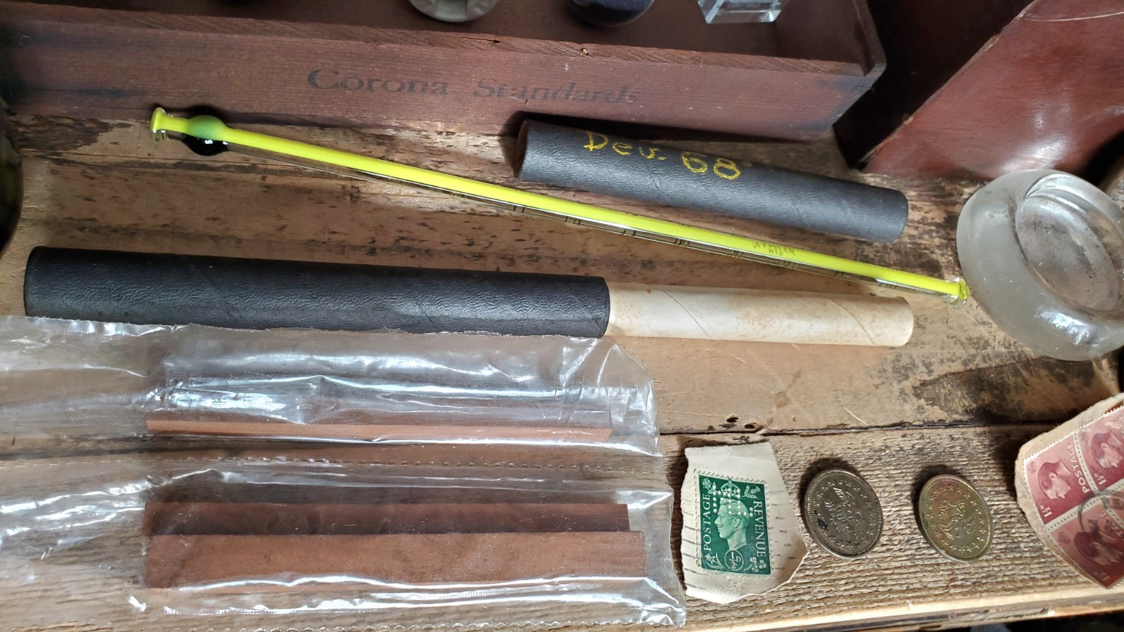 VTG Junk Drawer Mixed Lot Arcade Coins Stamps Lab Tools Wooden Boxes Lone Ranger