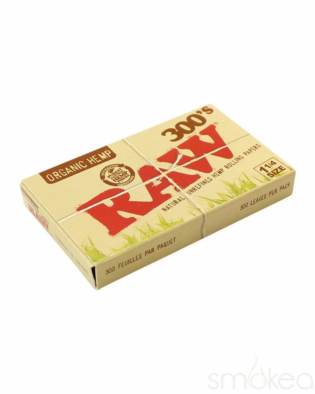 RAW Organic 300s 1 1/4 Rolling Papers 12 PACKS – Natural Unrefined 300 1.25