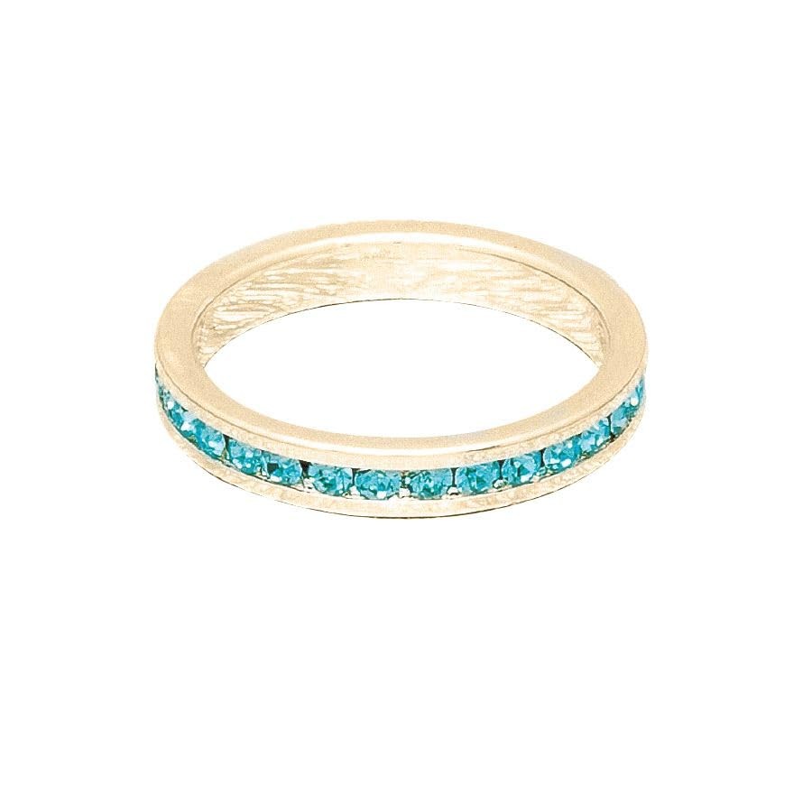 Maya J March Birthstone Yellow Gold Stackable Ring, Size 9, Aquamarine