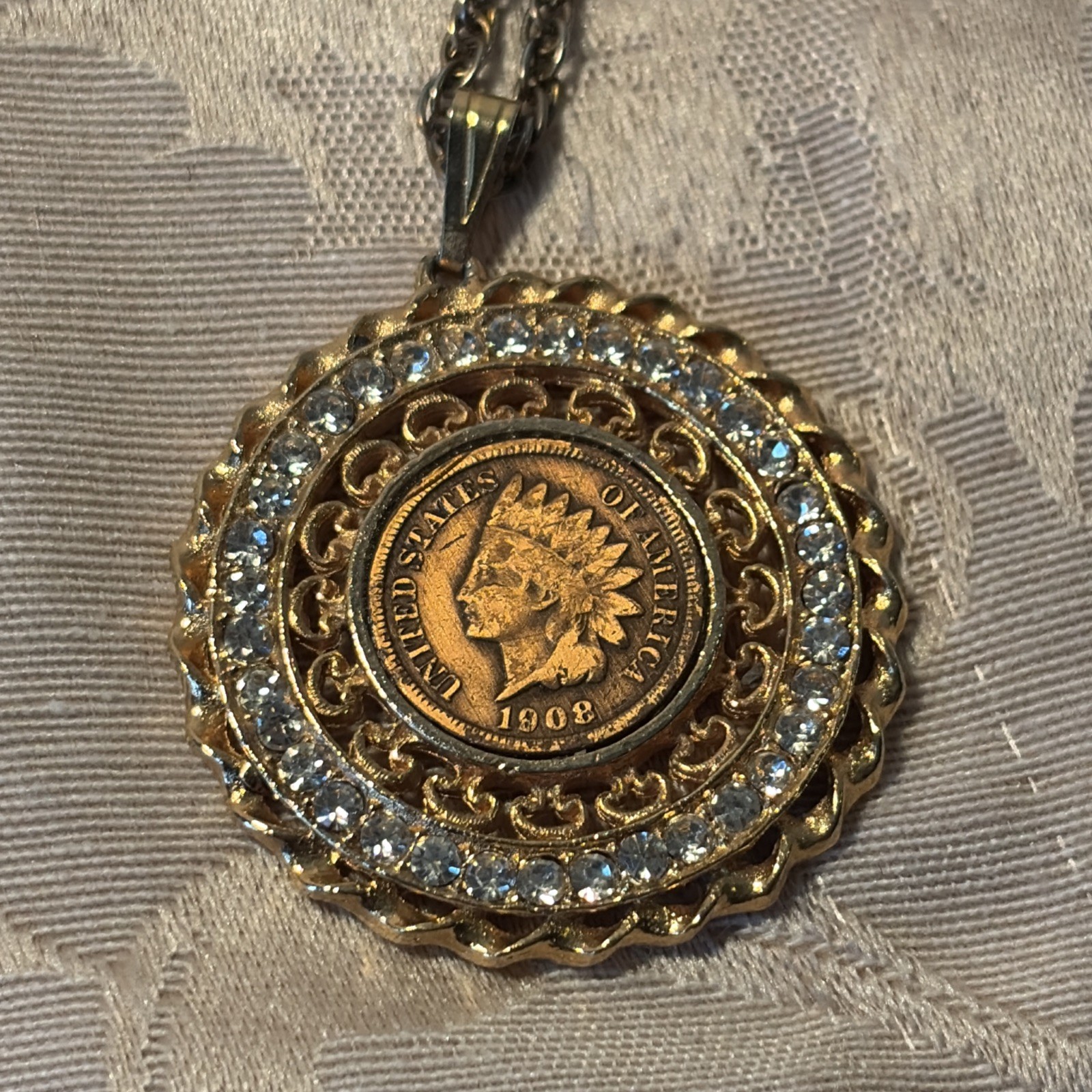 Vintage Coin Necklace Lot Men’s Jewelry Kennedy, Eisenhower Indian Head Coins 3