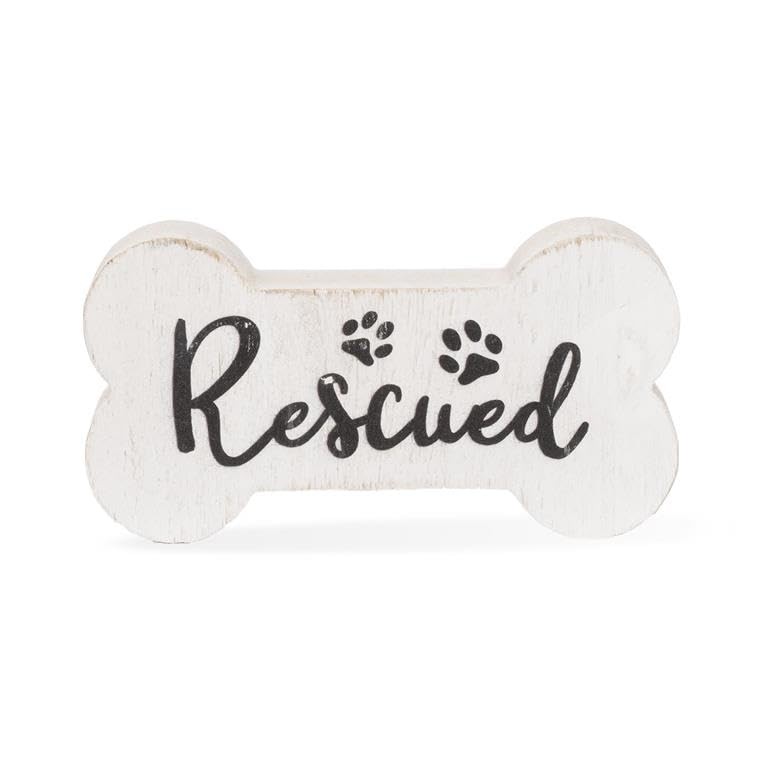 Blossom Bucket Rescued Wooden Dog Bone, 5-Inch, White