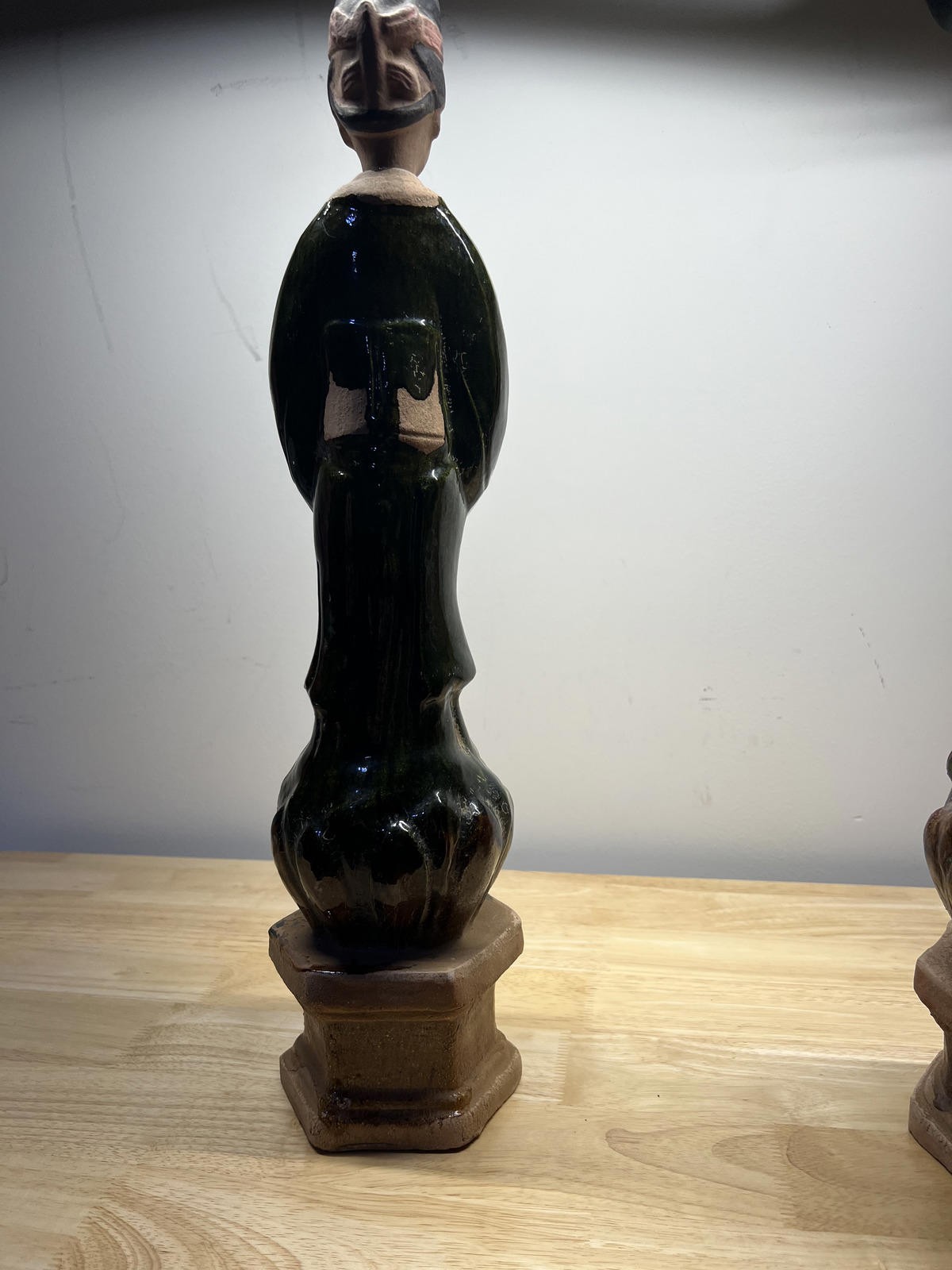 Pair of Chinese Ming style Sancai glazed attendant figures