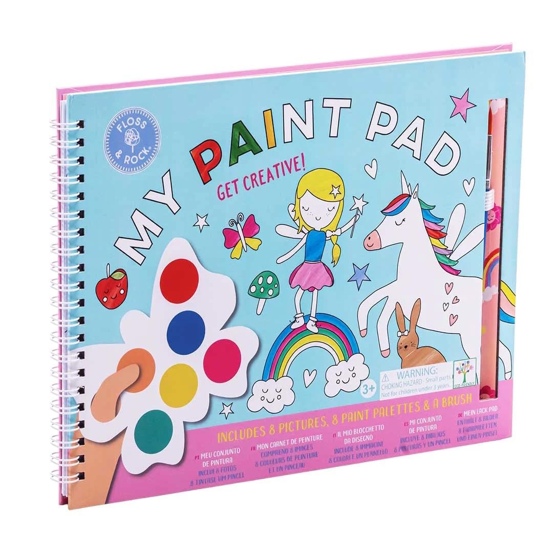 Floss & Rock Rainbow Fairy Painting Pad Set Kids 8 Pictures Paint Brush Palettes