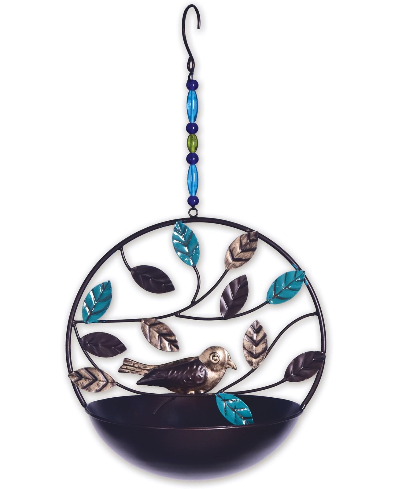 Sunset Vista Designs Hanging Bird Feeder Metal Bowl Tray, 18″ Modern Style