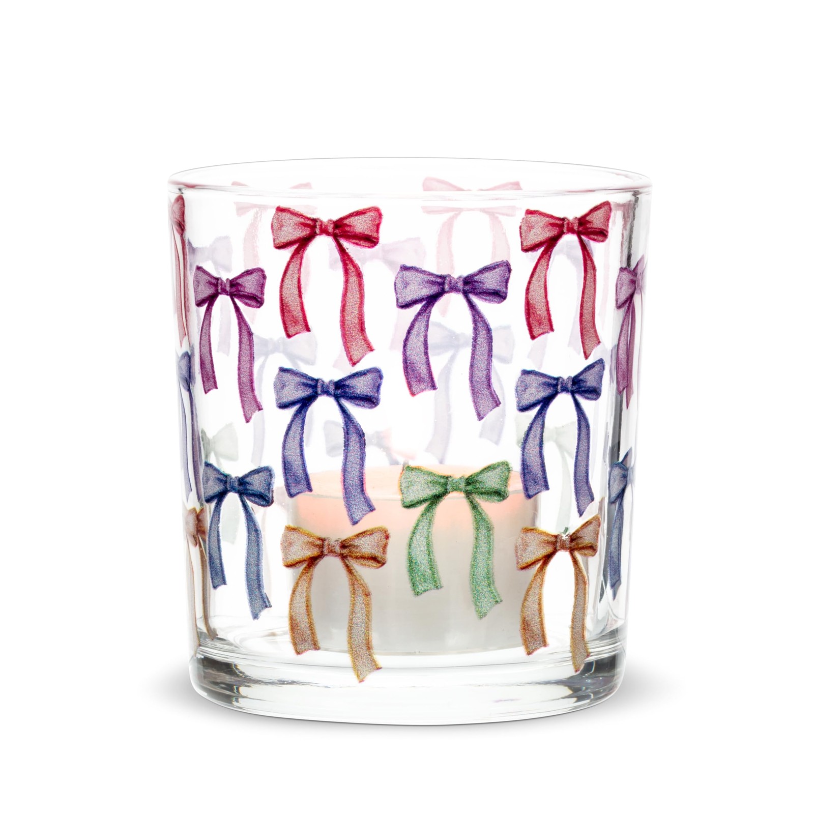 Abbott Collection Bows Votive, 3-Inch, Multicolor, Glass