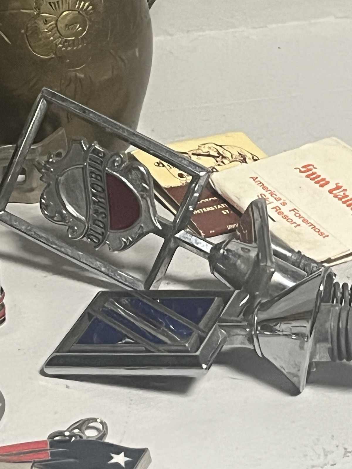 Junk Lot Random Items- 2 Car Hood Ornaments Buick , Razor, Sports Watch, Dice